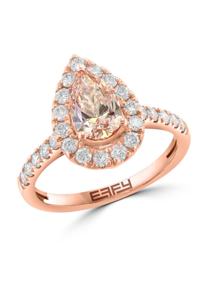 Lab Created Lab Grown Pink Diamond and Diamond Ring in 14K Rose Gold