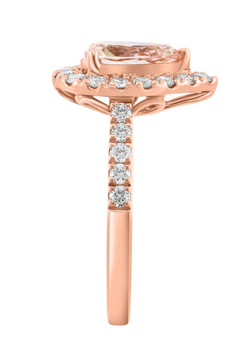 Lab Created Lab Grown Pink Diamond and Diamond Ring in 14K Rose Gold