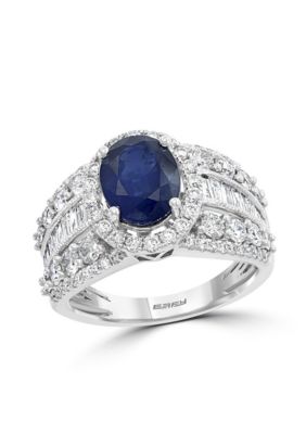 Effy Diamond and Natural Sapphire Ring in 14K White Gold, 7 -  0191120185897