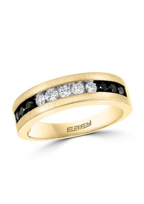 Effy Men's White And Black Diamond Ring In 14K Yellow Gold -  5400489WP0CM72D14