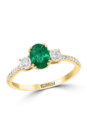Effy Diamond And Natural Emerald Ring In 14K White & Yellow Gold, 7