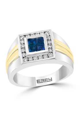 Effy Men's Diamond And Natural Emerald Ring In 14K White & Yellow Gold, 10