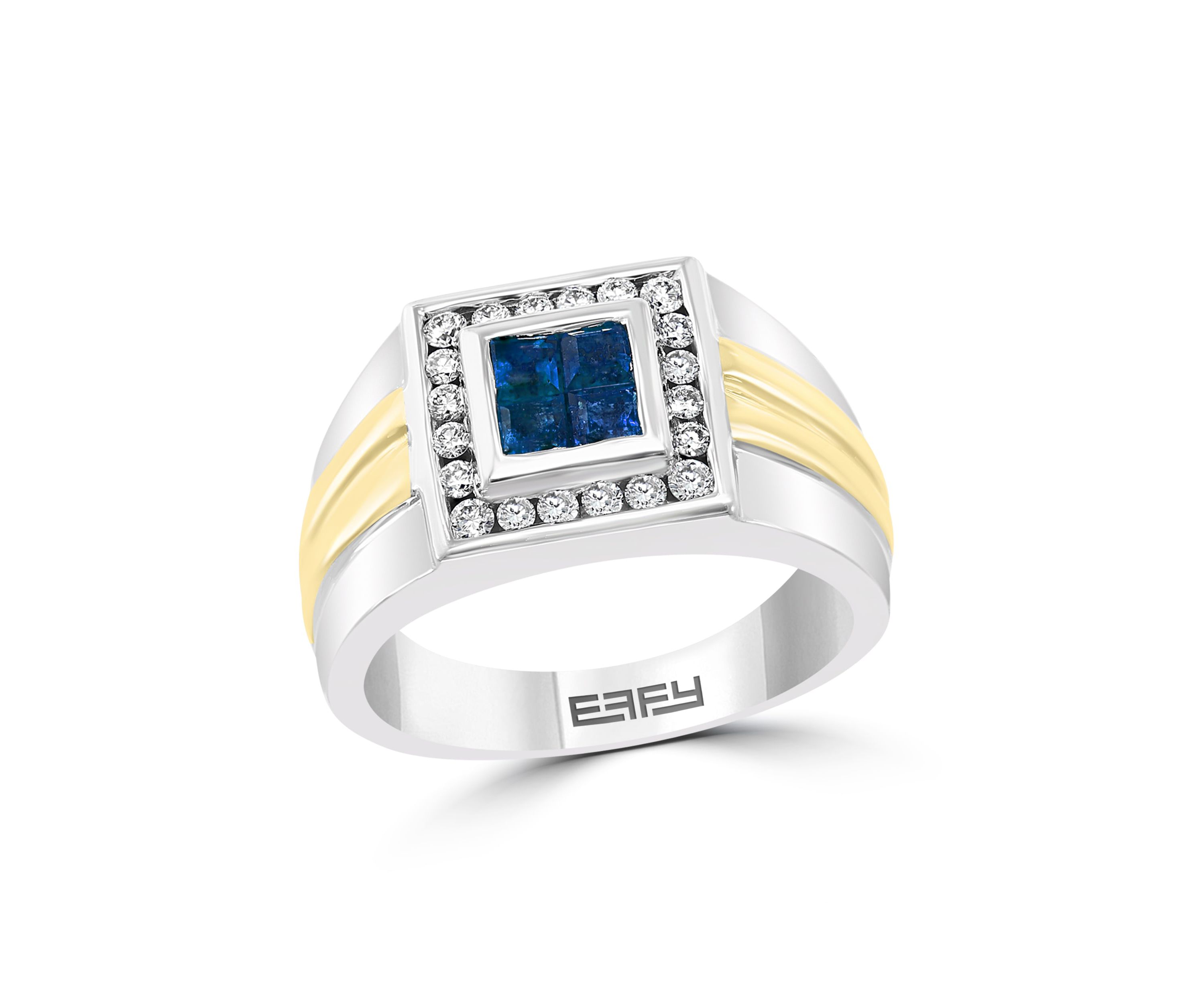 Diamond And Natural Emerald Ring In 14K White & Yellow Gold