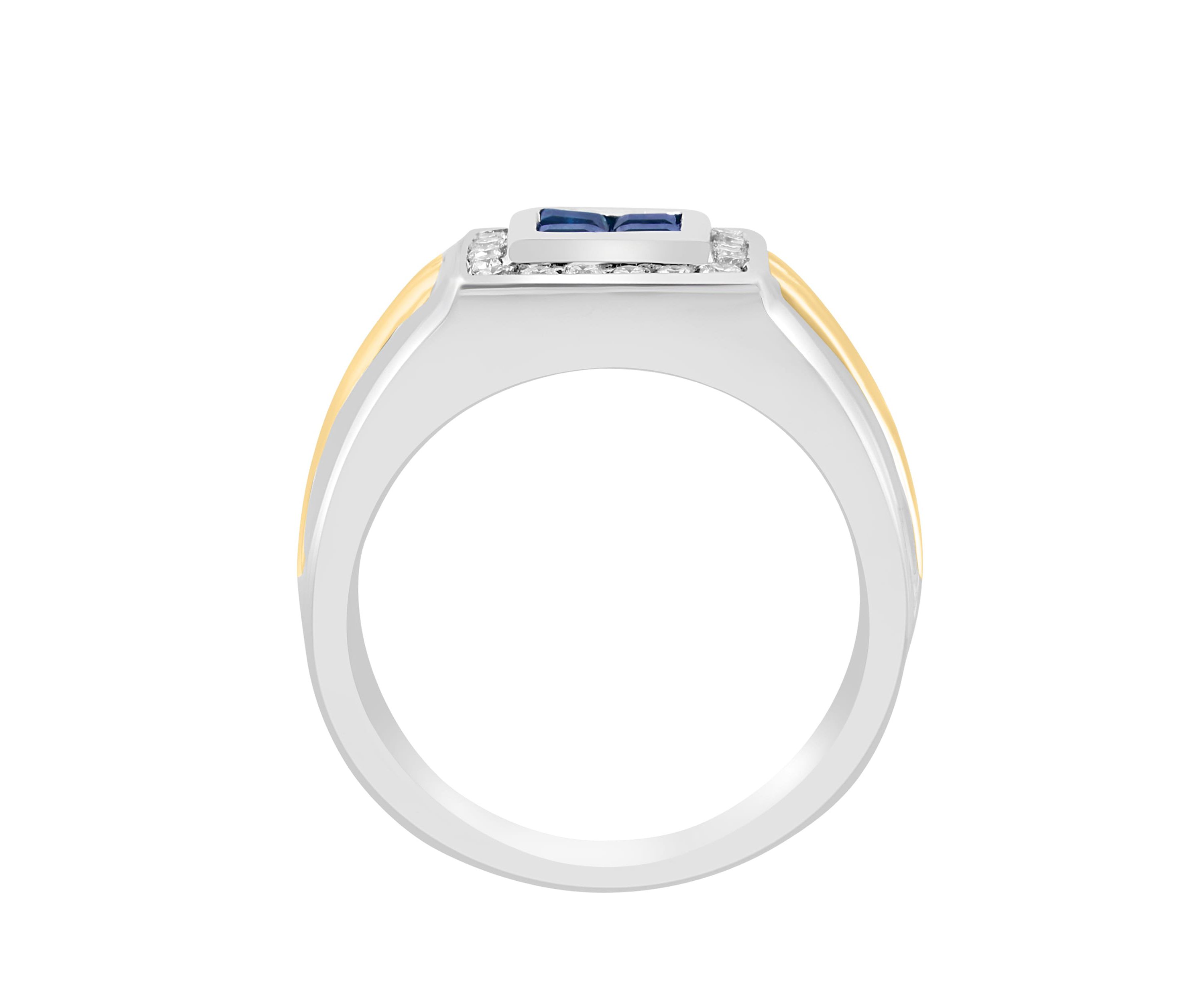 Diamond And Natural Emerald Ring In 14K White & Yellow Gold