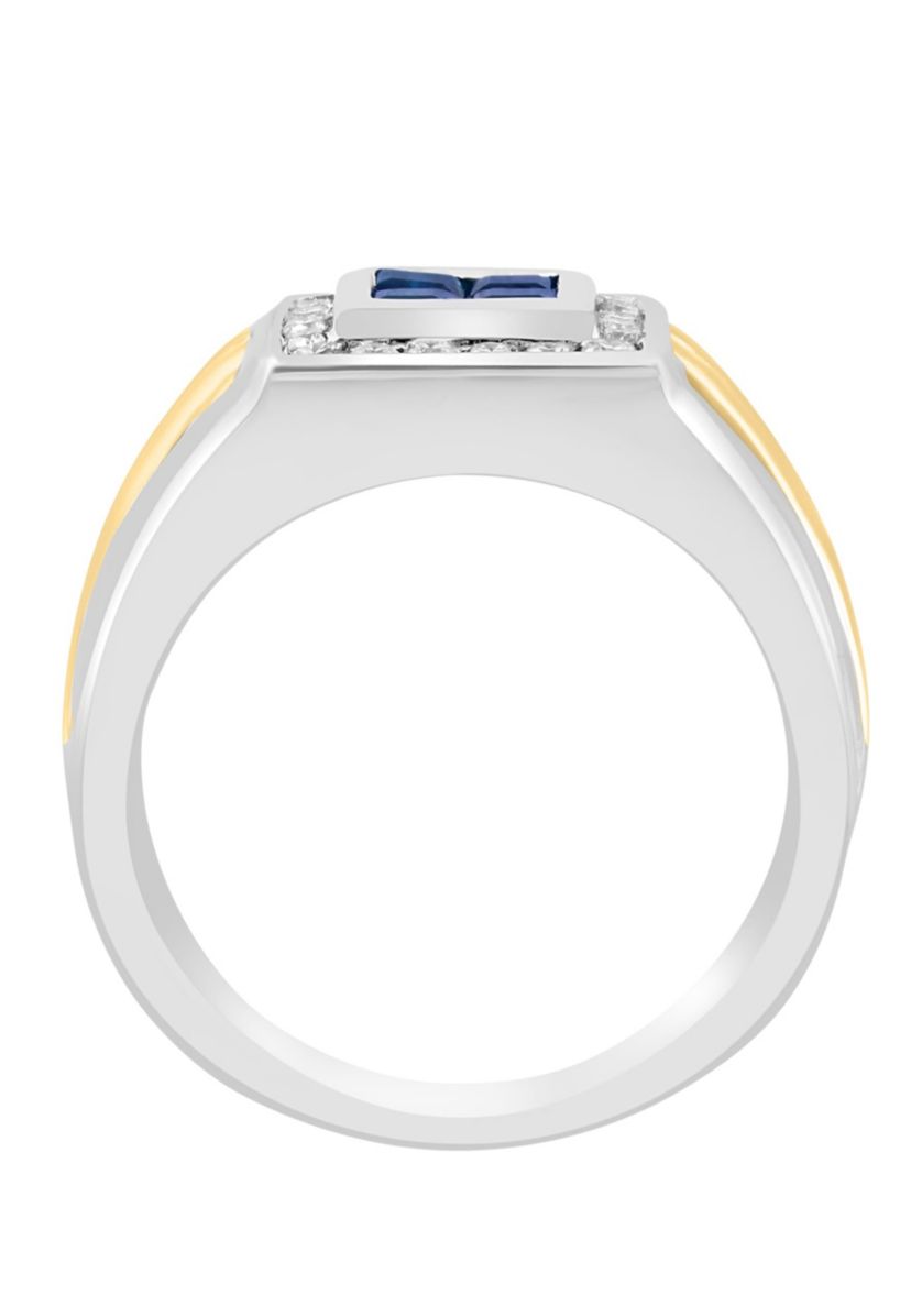 Diamond And Natural Emerald Ring In 14K White & Yellow Gold