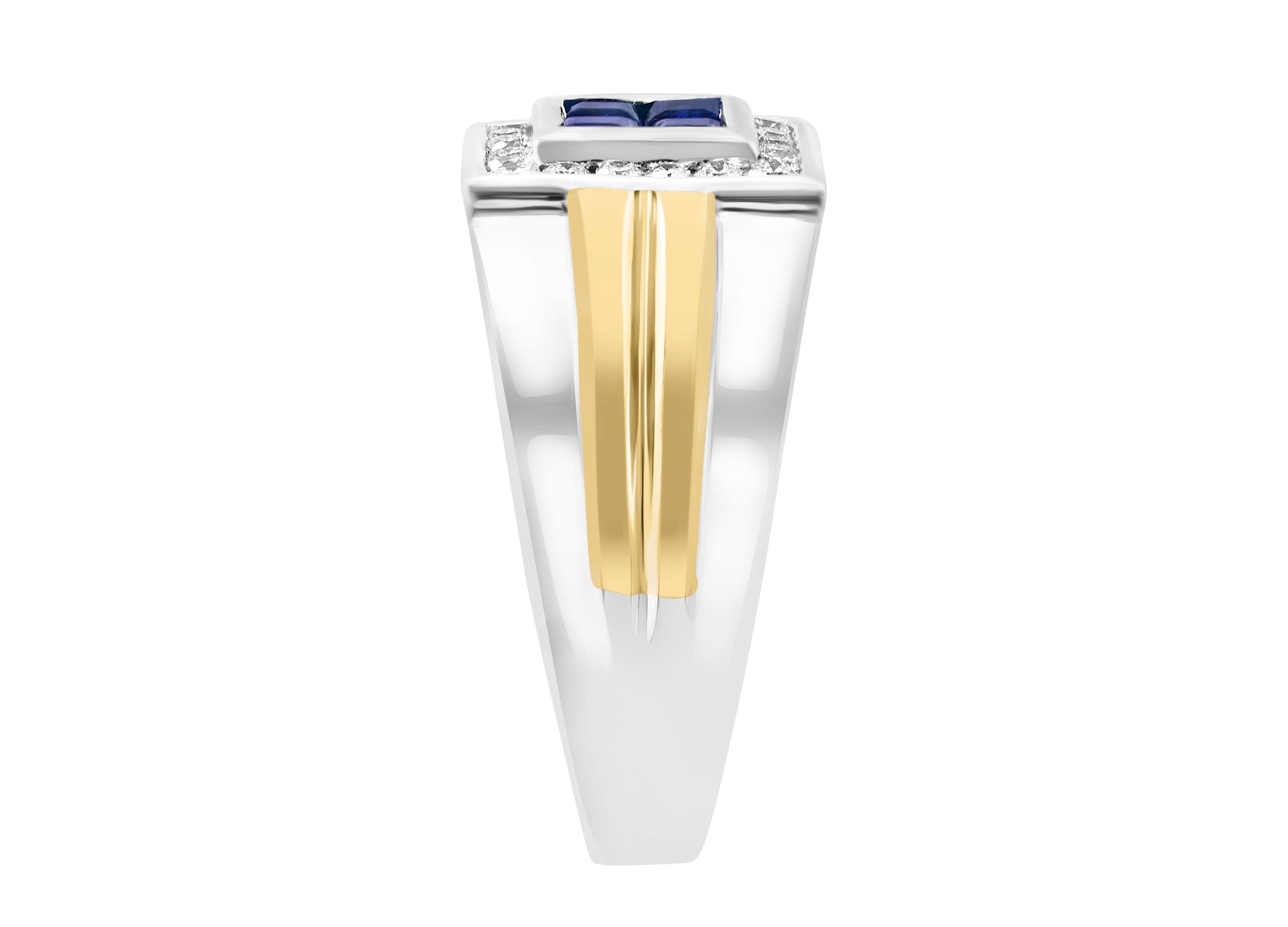 Diamond And Natural Emerald Ring In 14K White & Yellow Gold