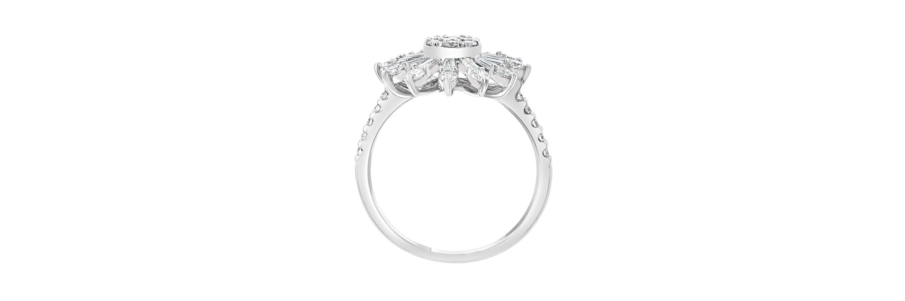 Diamond Flower Ring In 14K White Gold