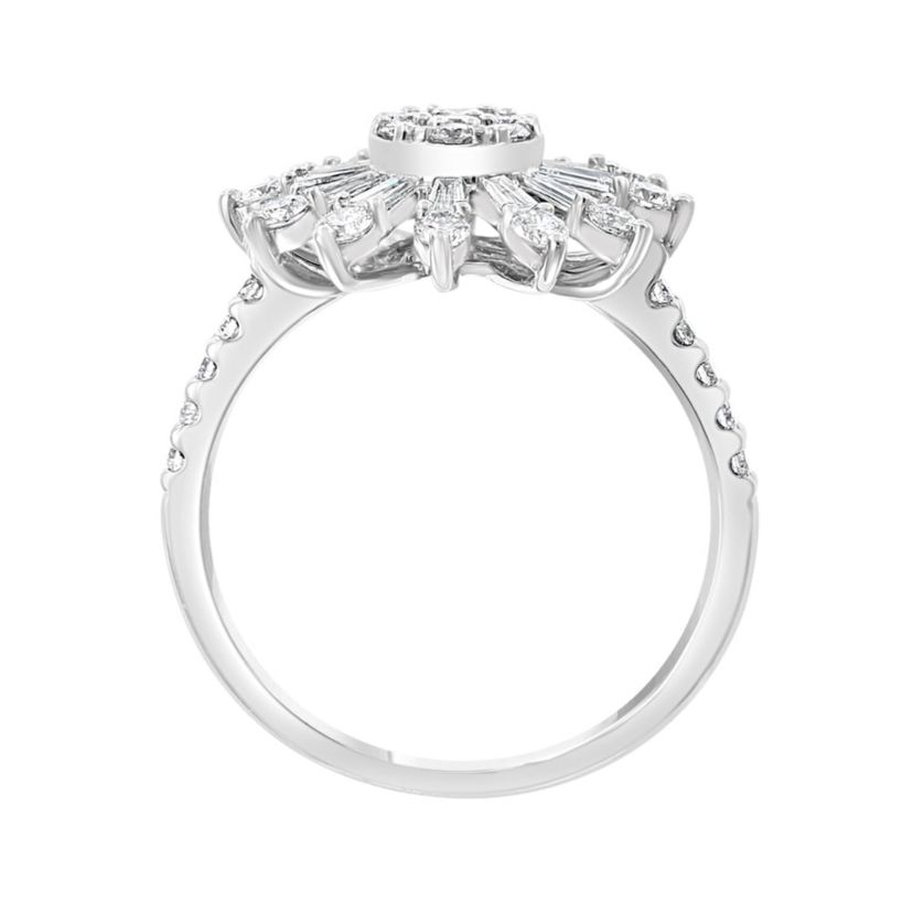Diamond Flower Ring In 14K White Gold