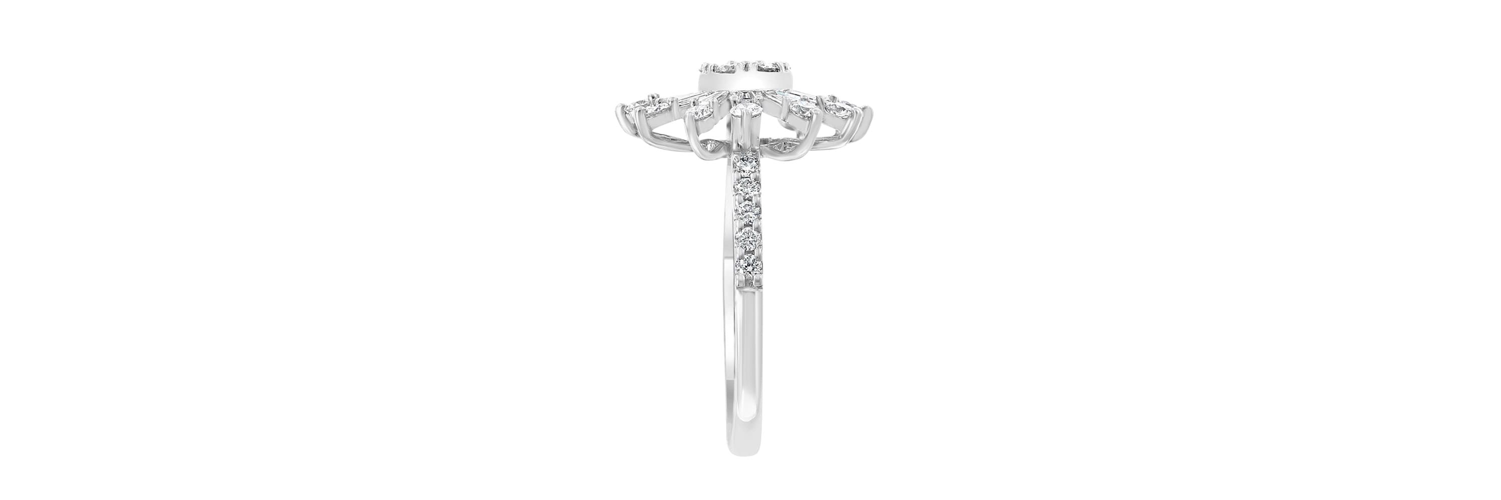 Diamond Flower Ring In 14K White Gold
