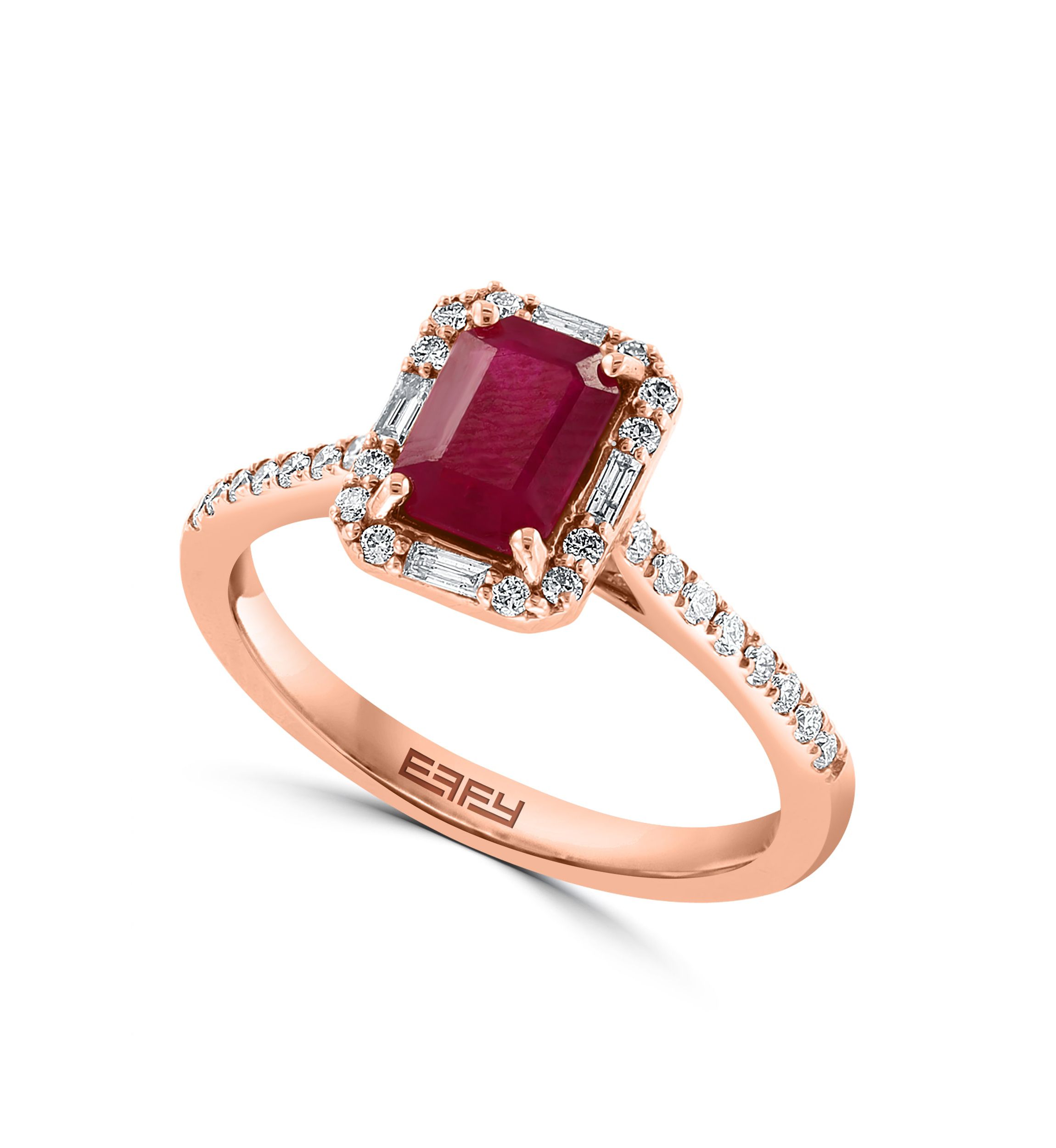Diamond And Natural Ruby Ring In 14K Rose Gold