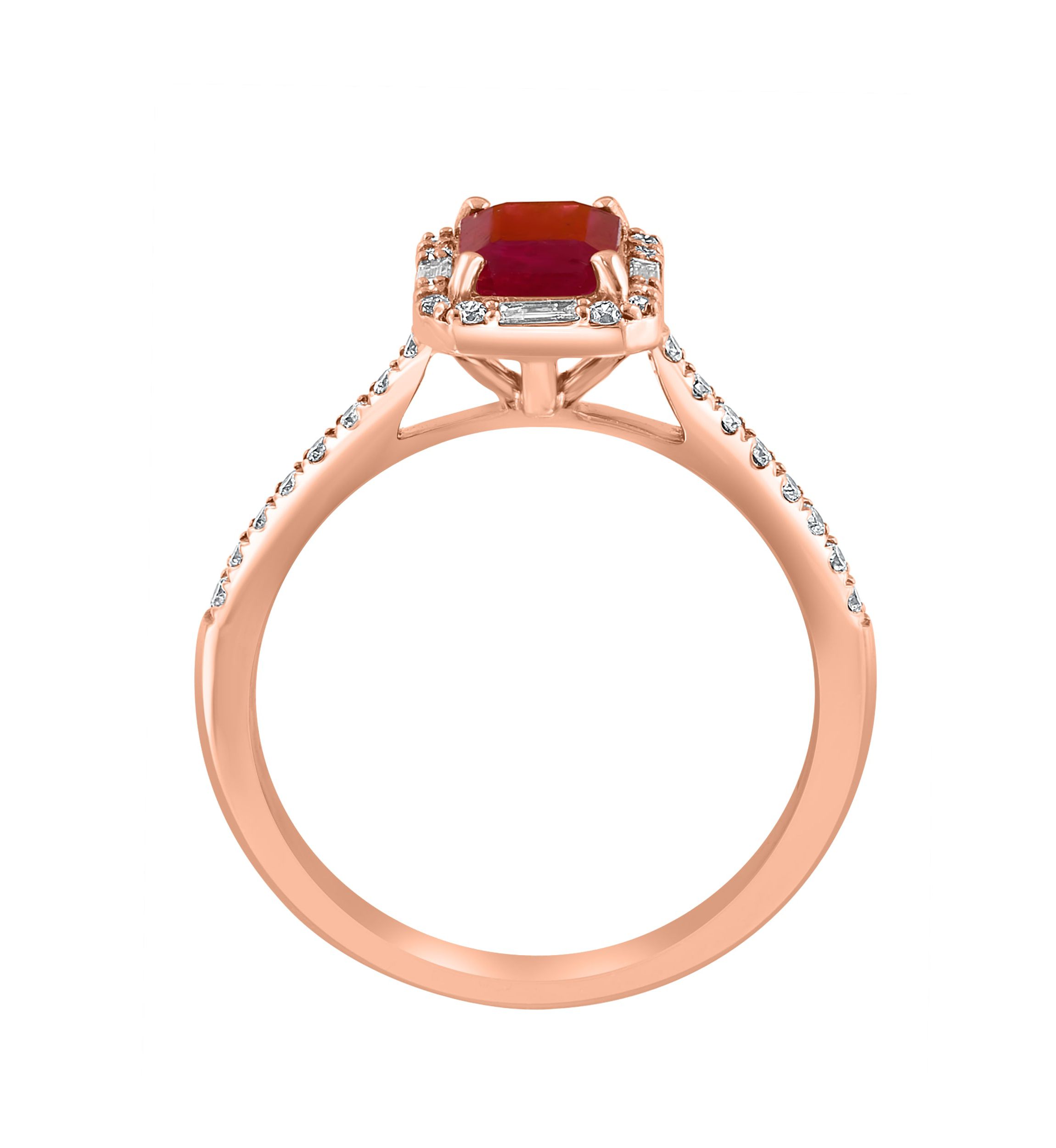 Diamond And Natural Ruby Ring In 14K Rose Gold