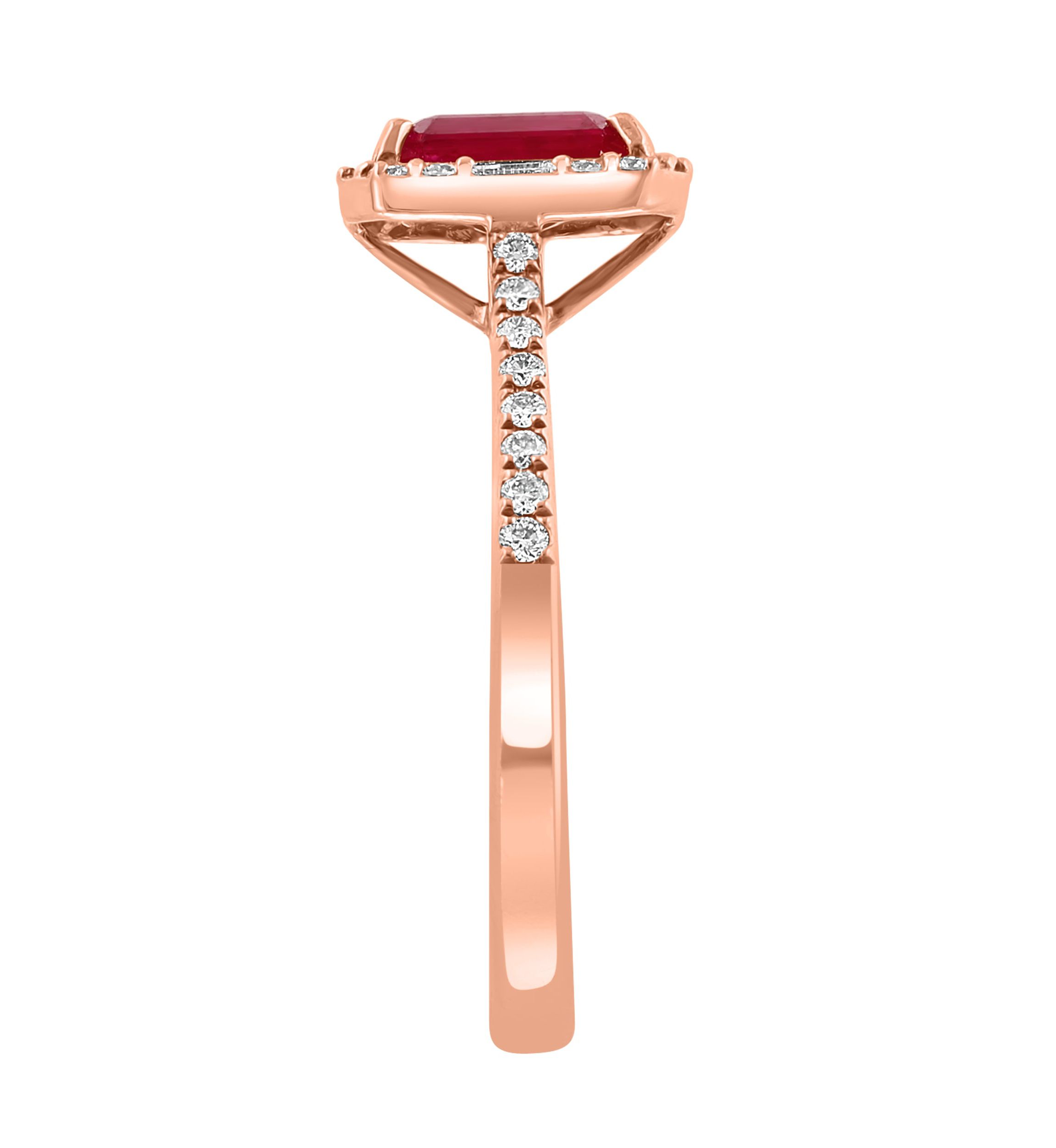Diamond And Natural Ruby Ring In 14K Rose Gold