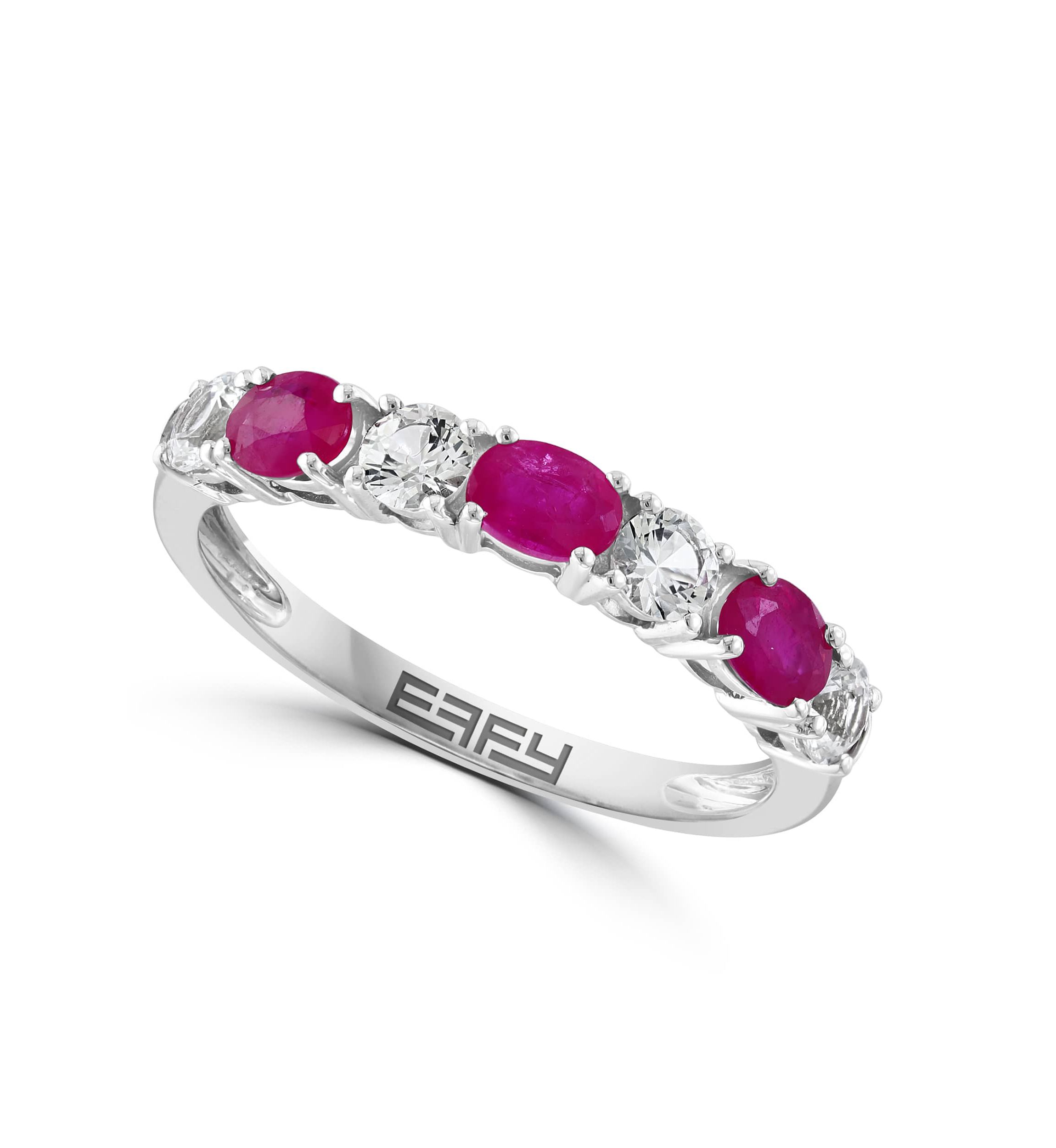 Natural Ruby and White Sapphire Ring in 14K White Gold