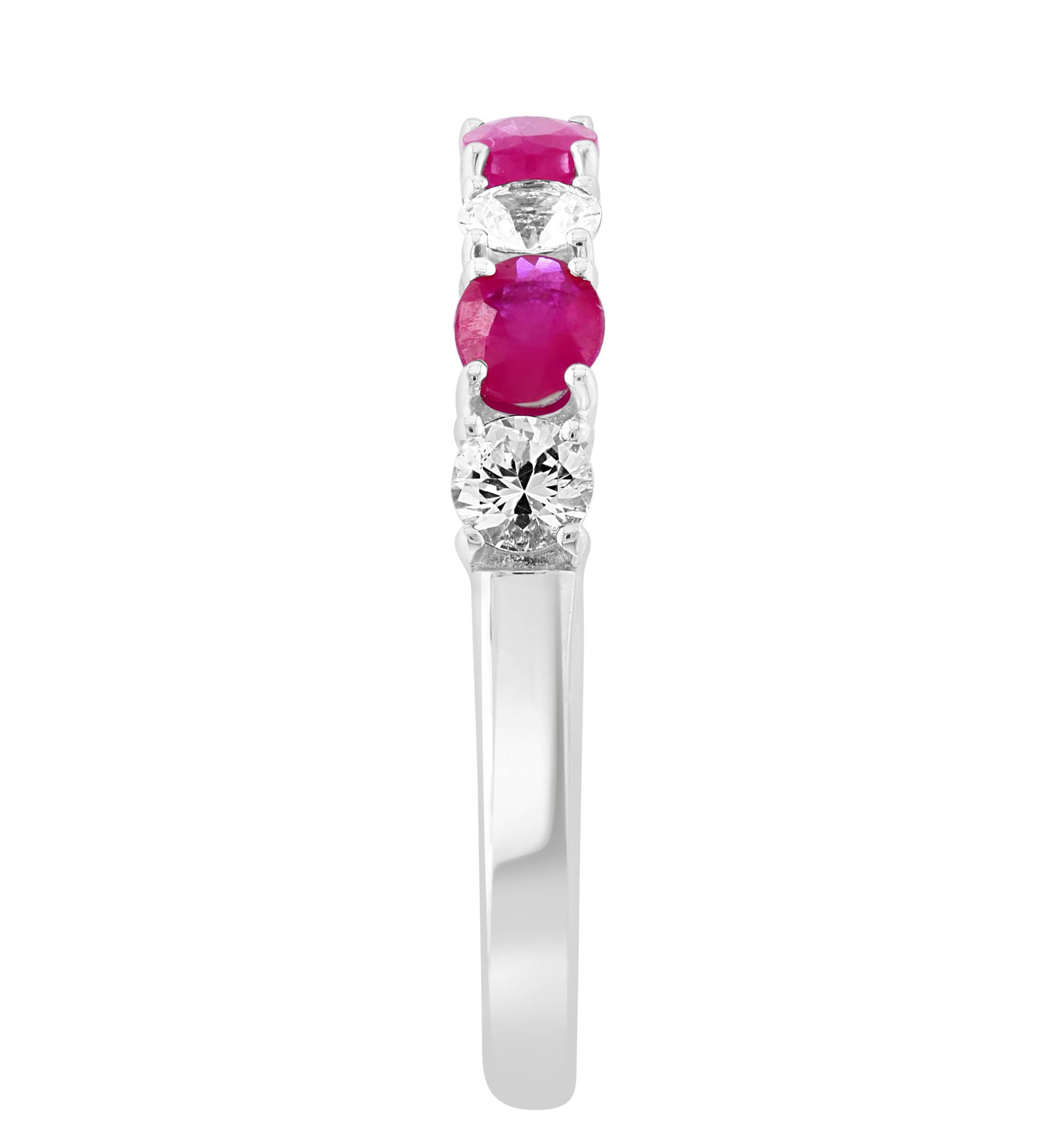 Natural Ruby and White Sapphire Ring in 14K White Gold
