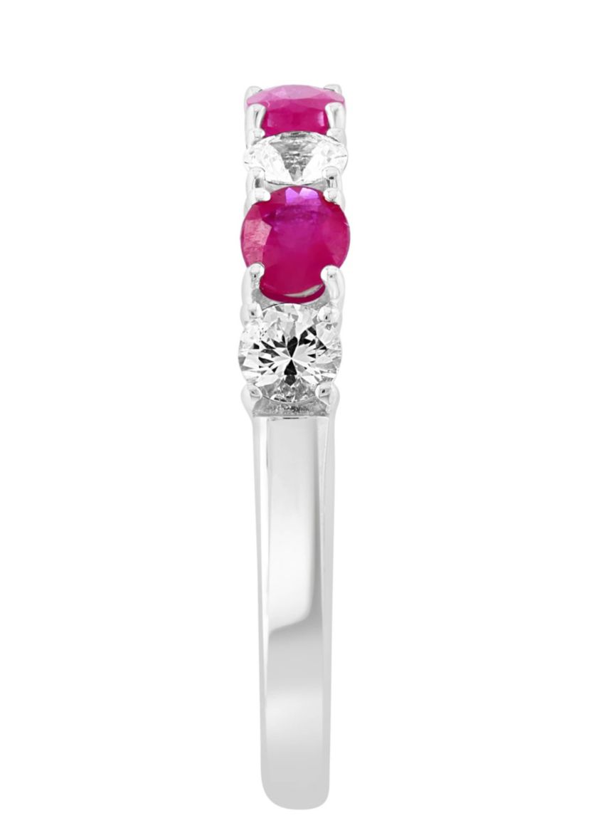 Natural Ruby and White Sapphire Ring in 14K White Gold