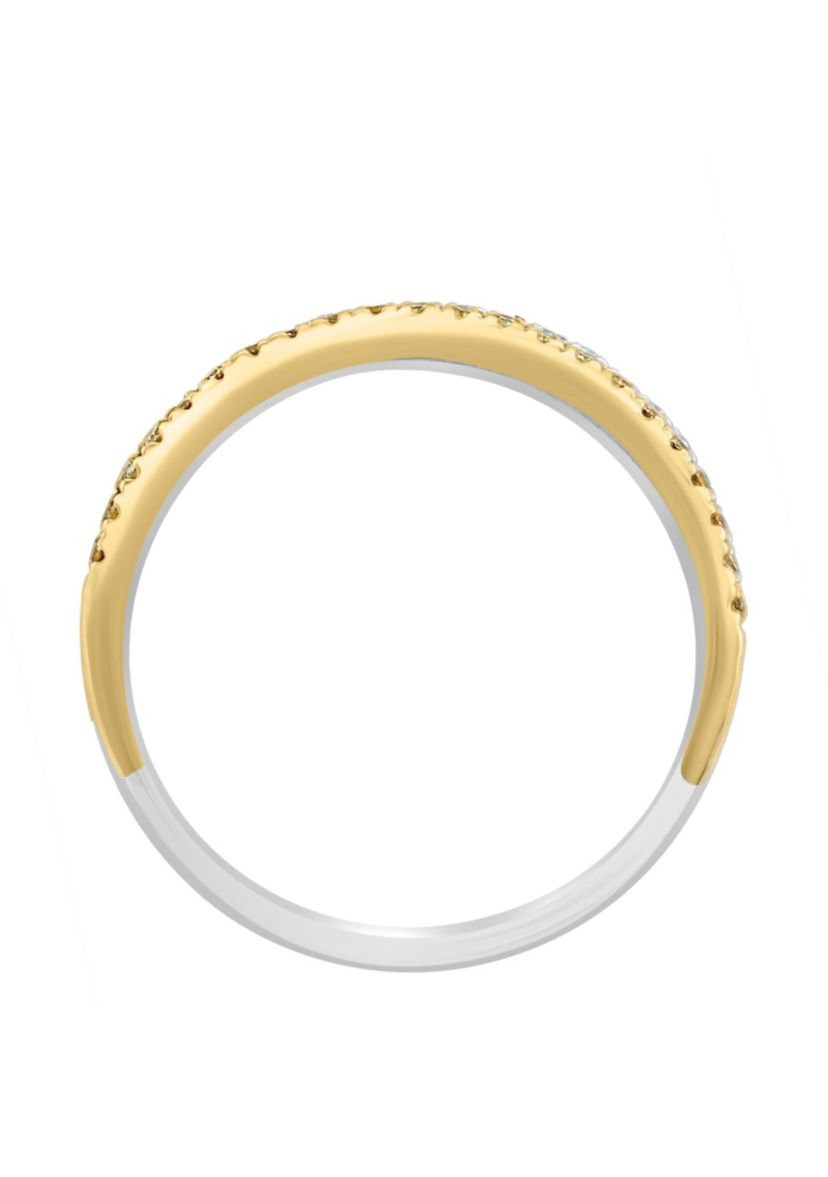 White, Yellow And Pink Natural Diamond Ring In 14K Tri Color Gold