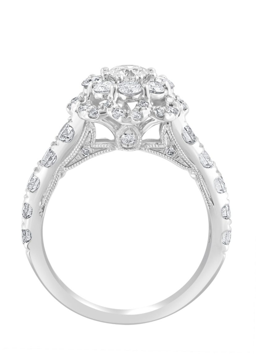 Diamond Ring In 14K White Gold