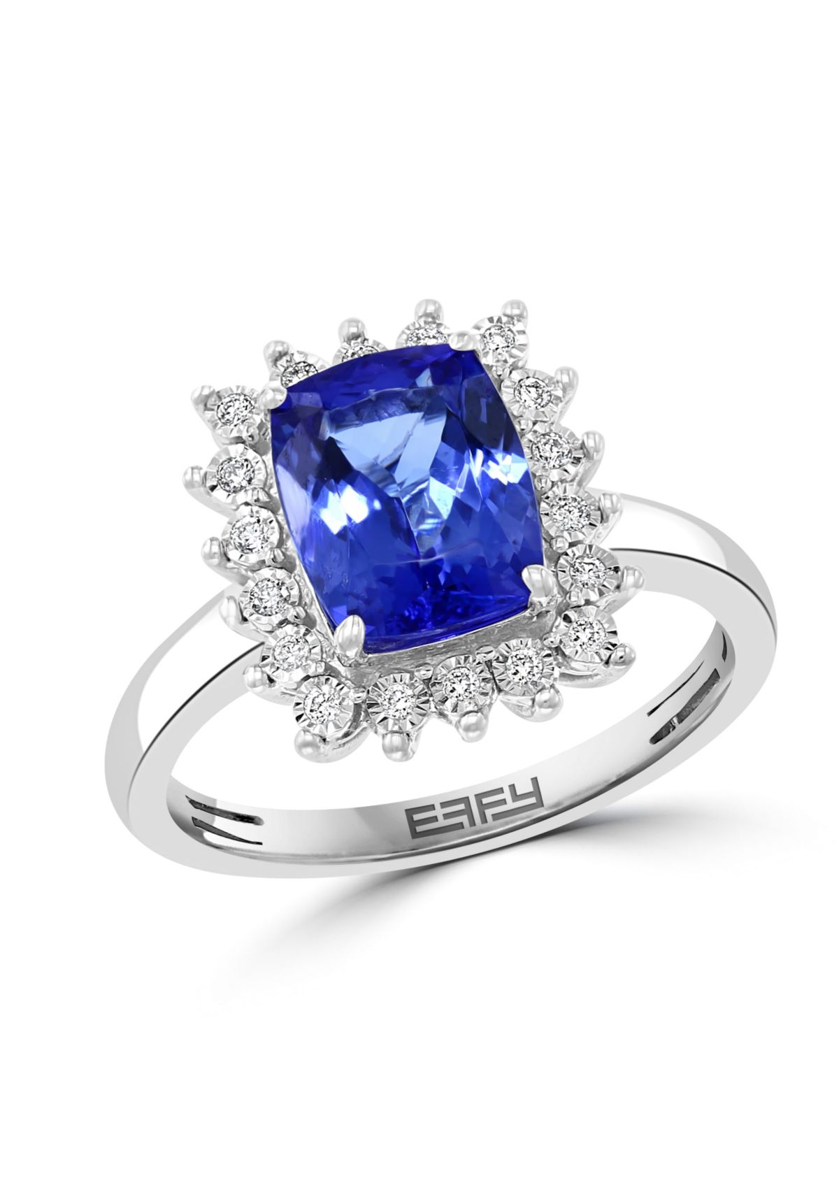 Diamond And Tanzanite Ring In Sterling Silver