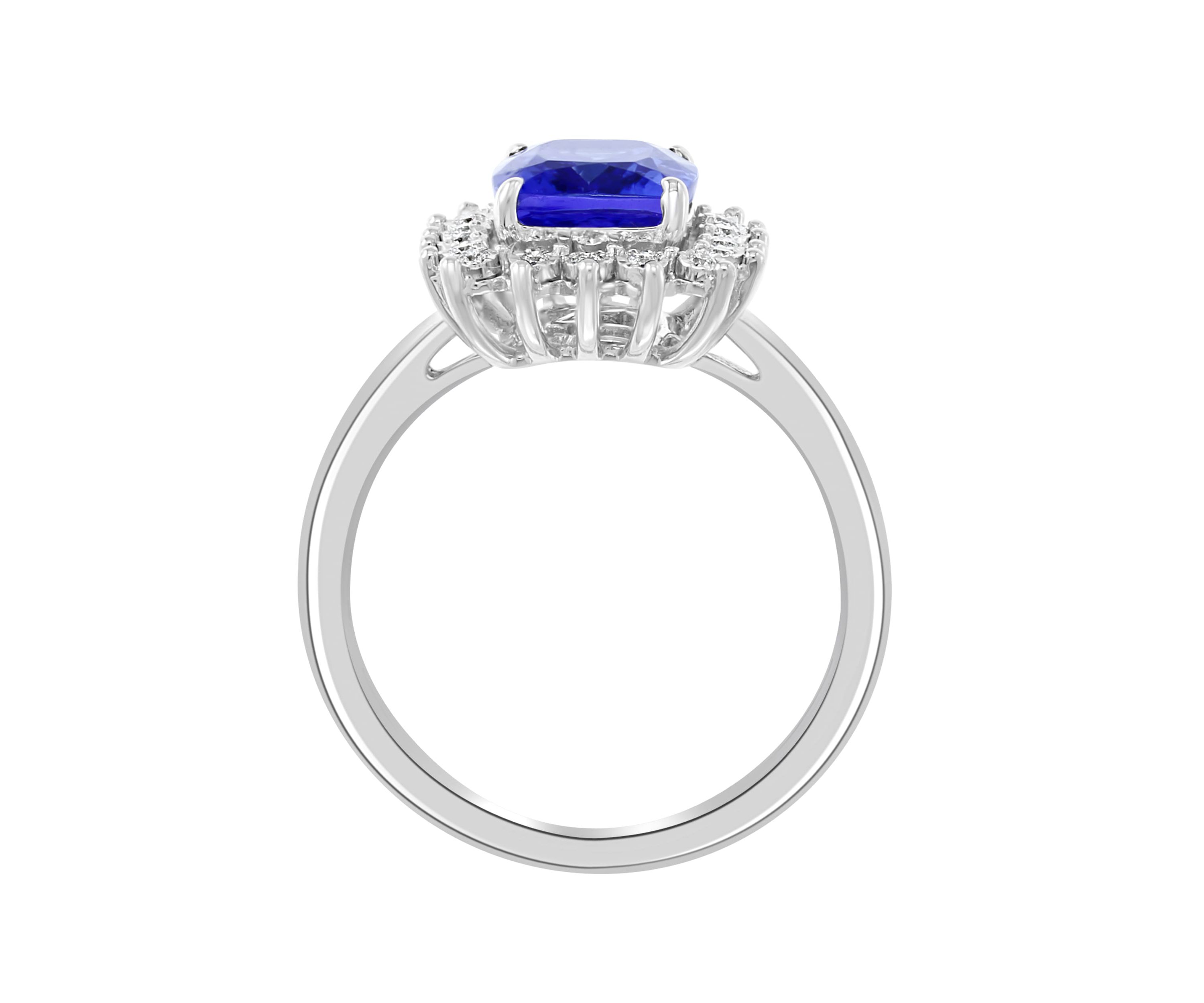 Diamond And Tanzanite Ring In Sterling Silver