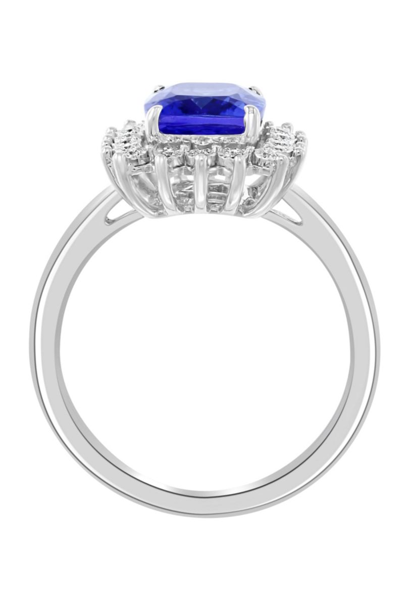 Diamond And Tanzanite Ring In Sterling Silver