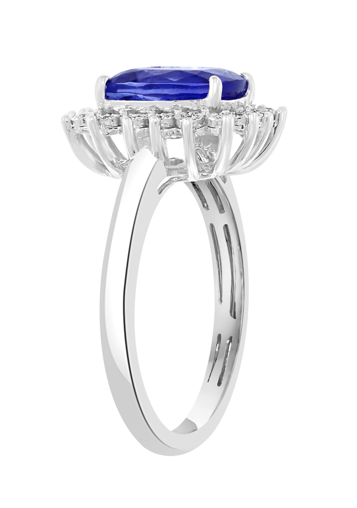 Diamond And Tanzanite Ring In Sterling Silver