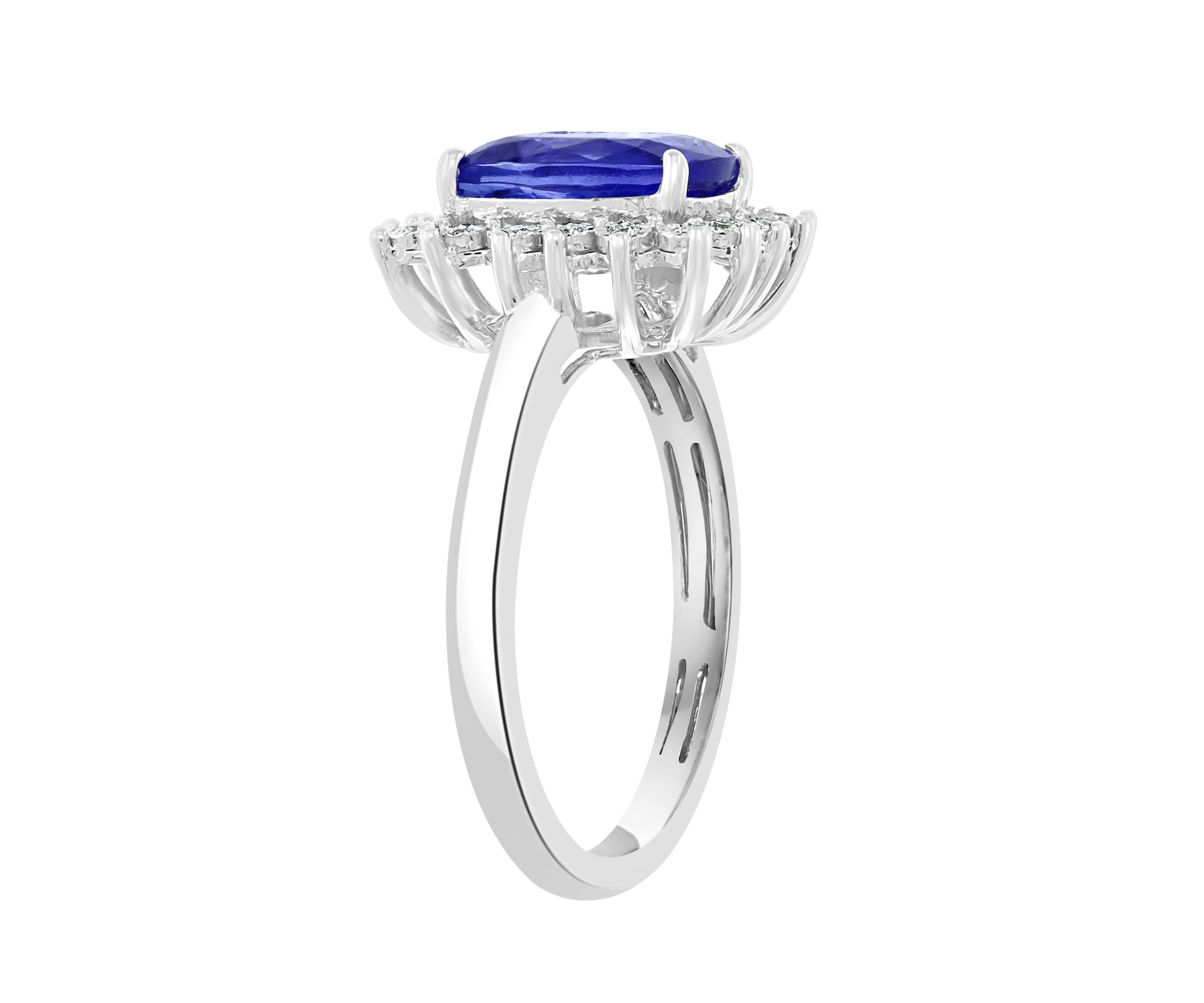 Diamond And Tanzanite Ring In Sterling Silver