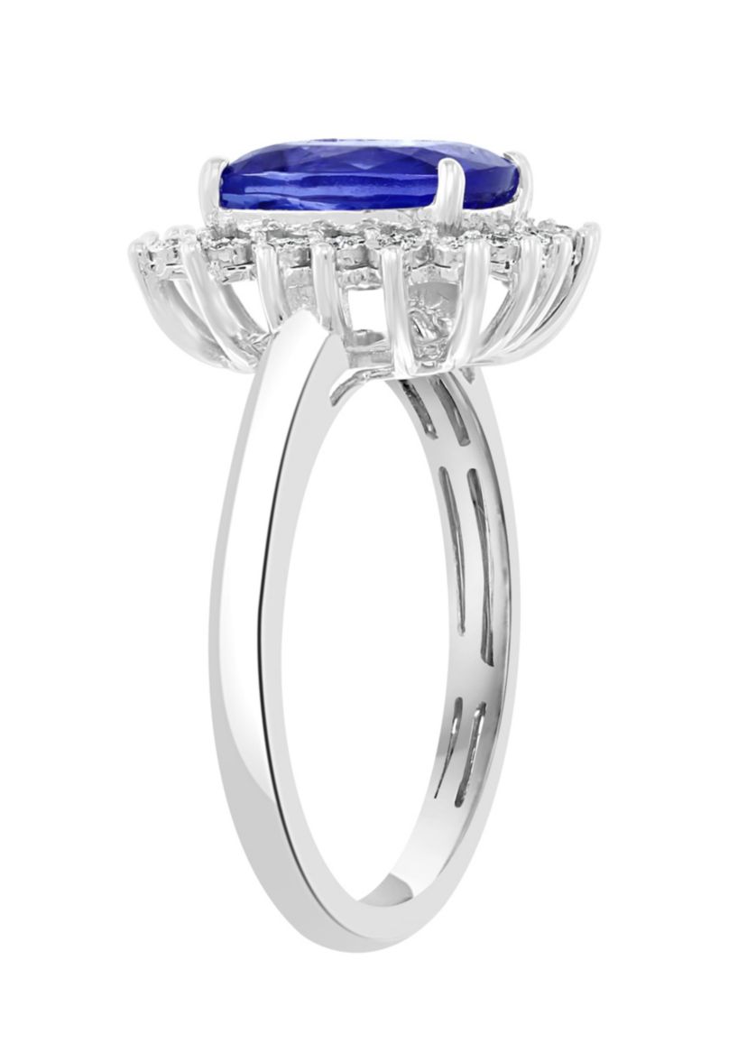Diamond And Tanzanite Ring In Sterling Silver
