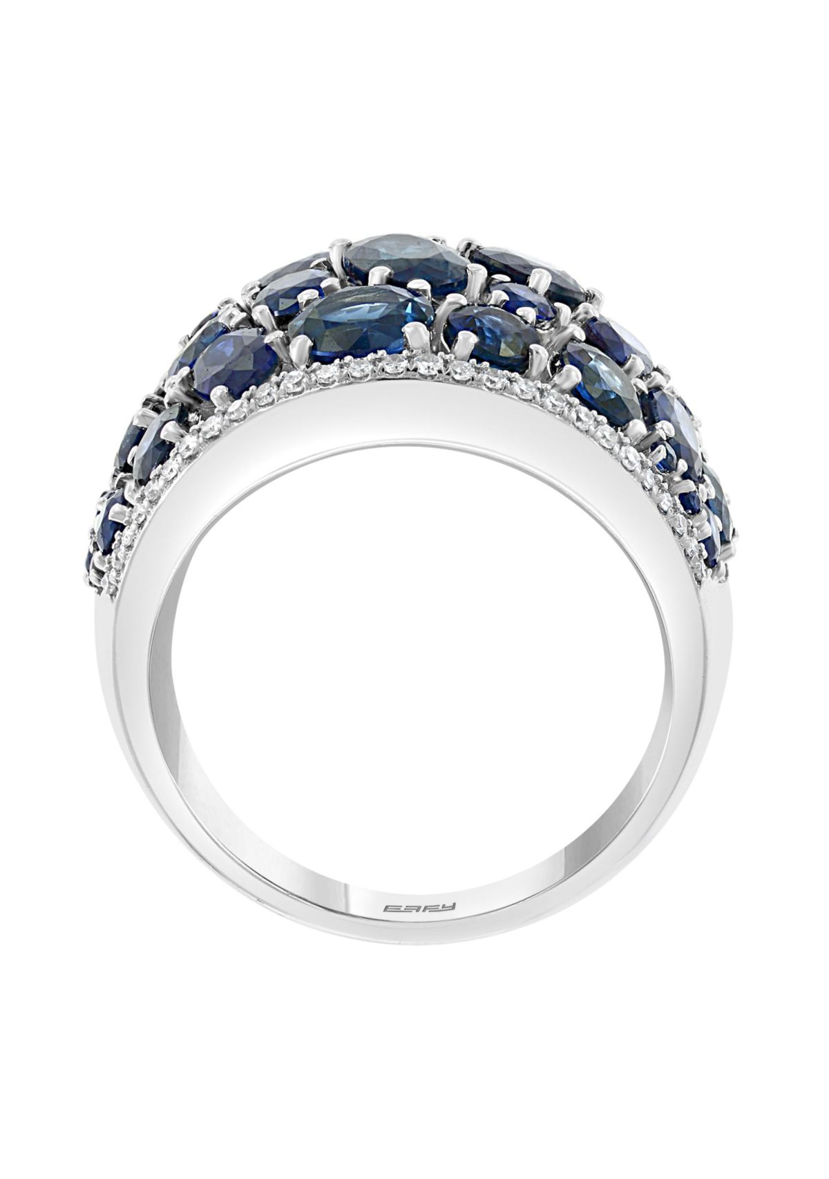 Diamond And Natural Sapphire Ring In 14K White Gold
