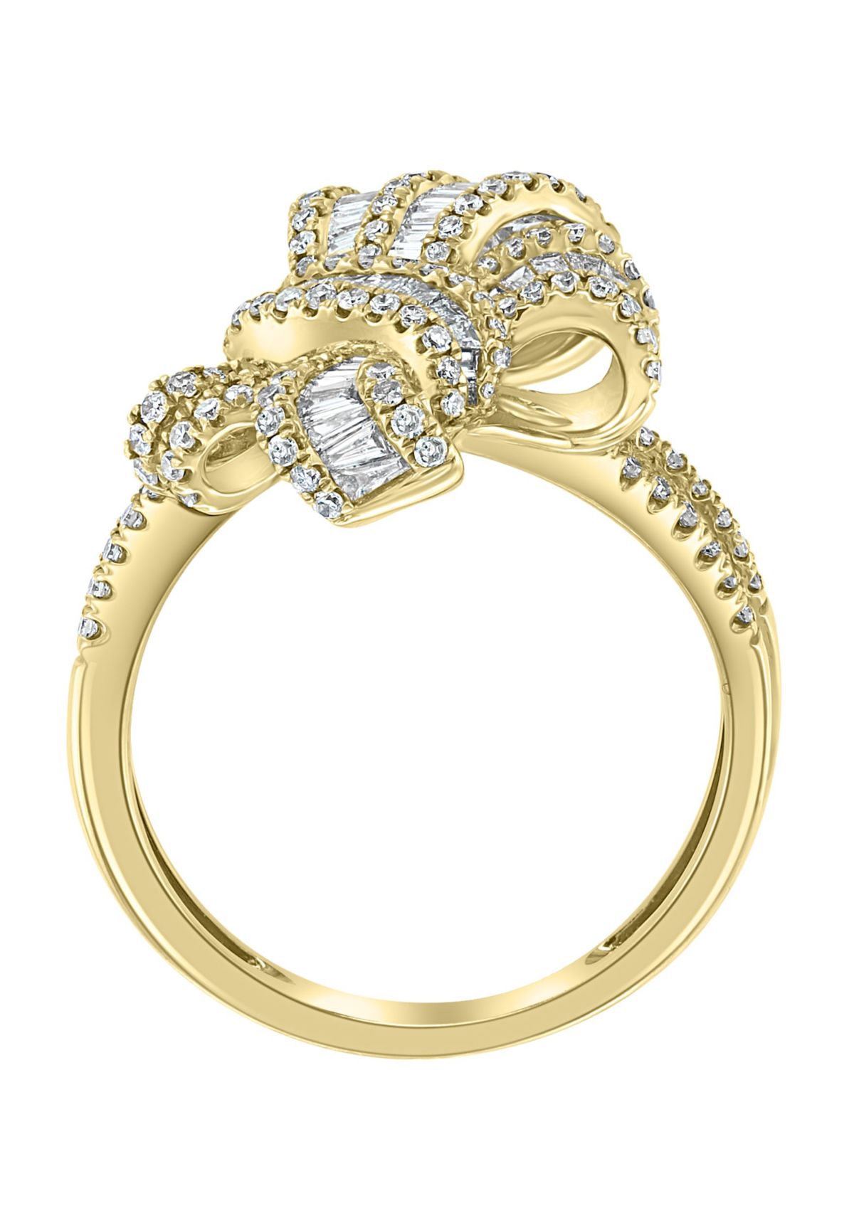 Diamond Bow Ring In 14K Yellow Gold