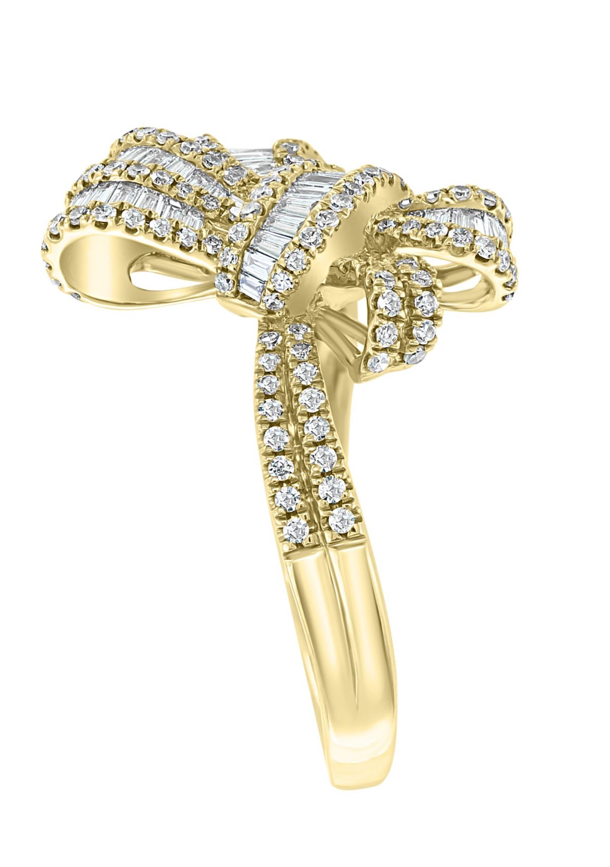 Diamond Bow Ring In 14K Yellow Gold