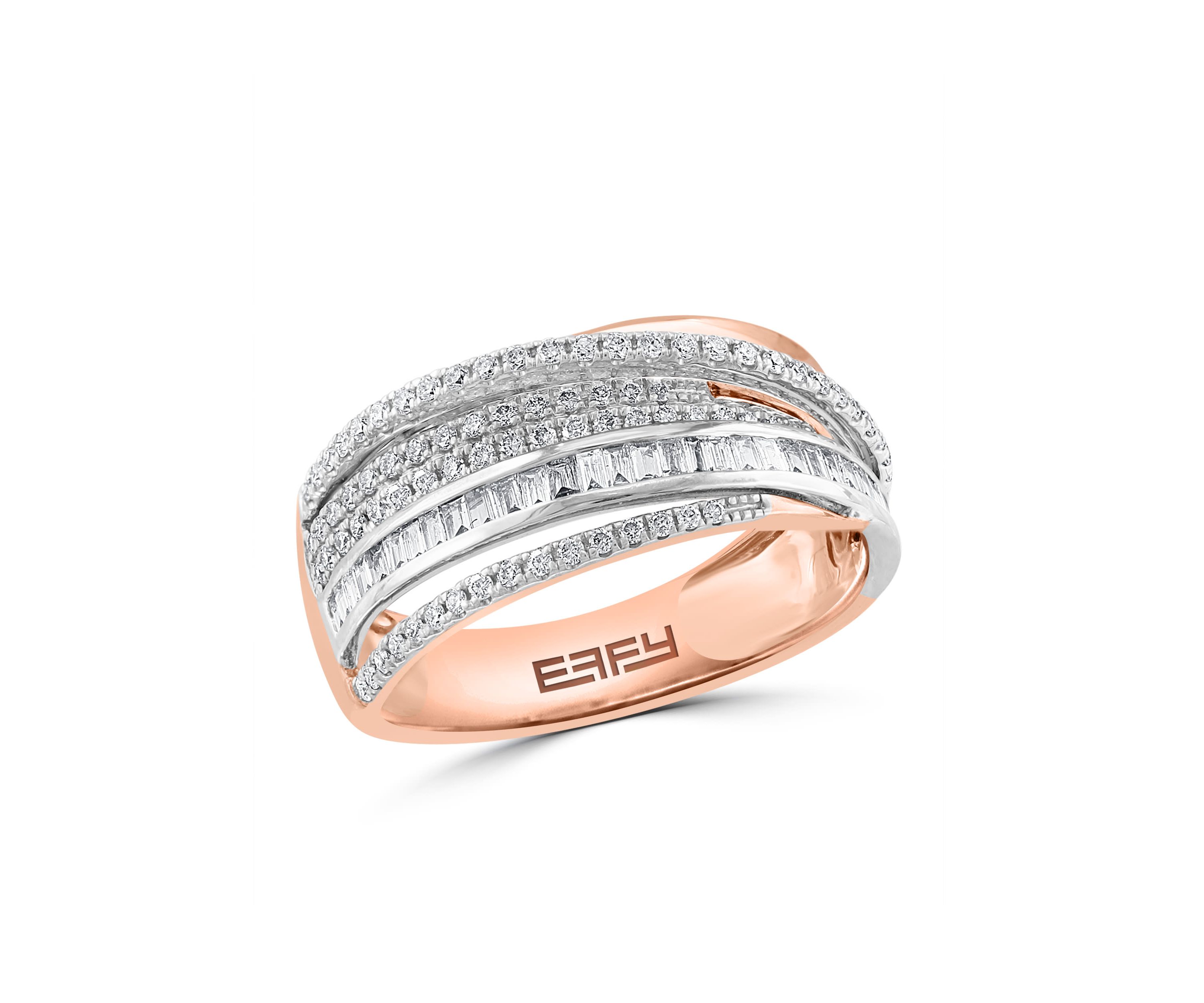 Diamond Ring In 14K White & Rose Gold