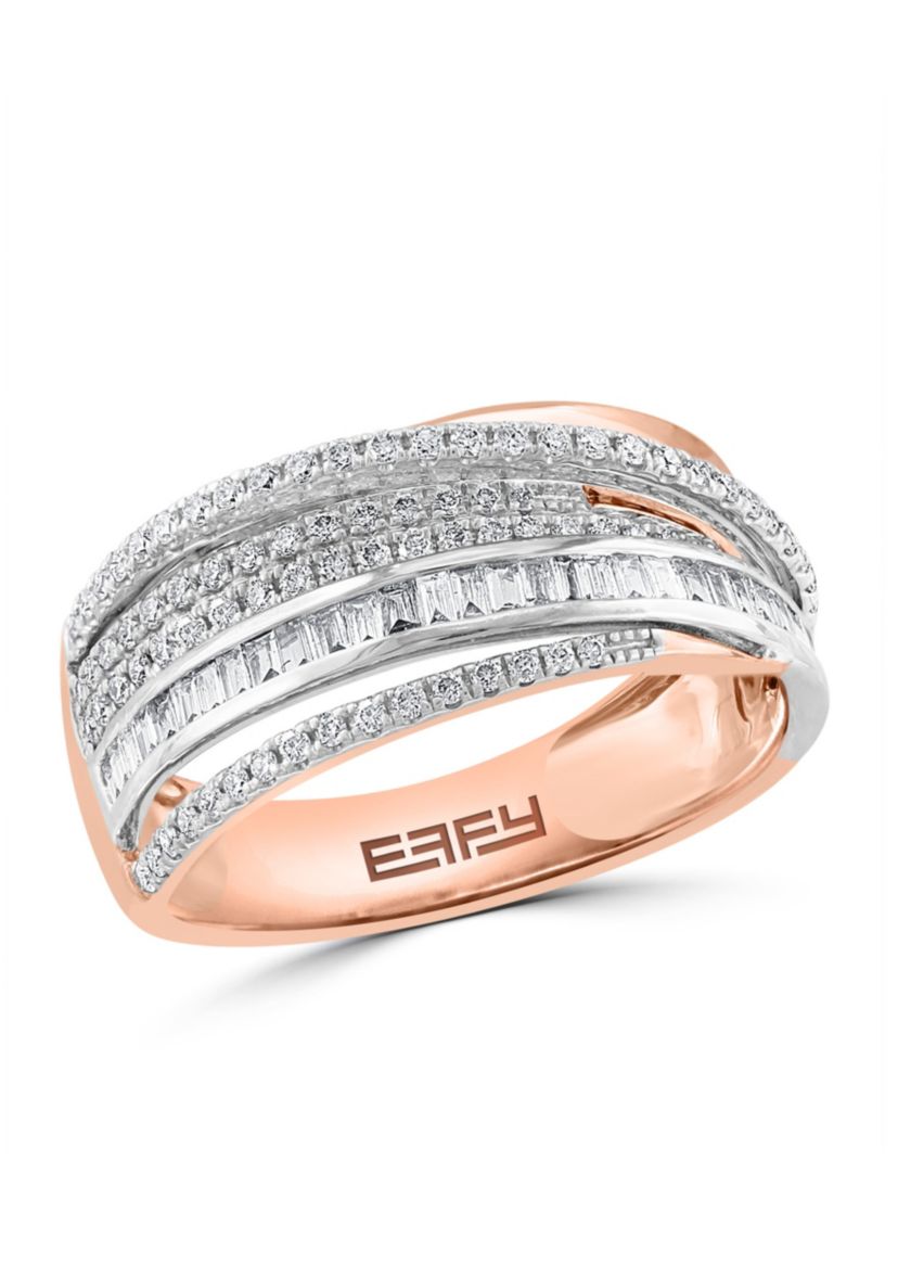 Diamond Ring In 14K White & Rose Gold