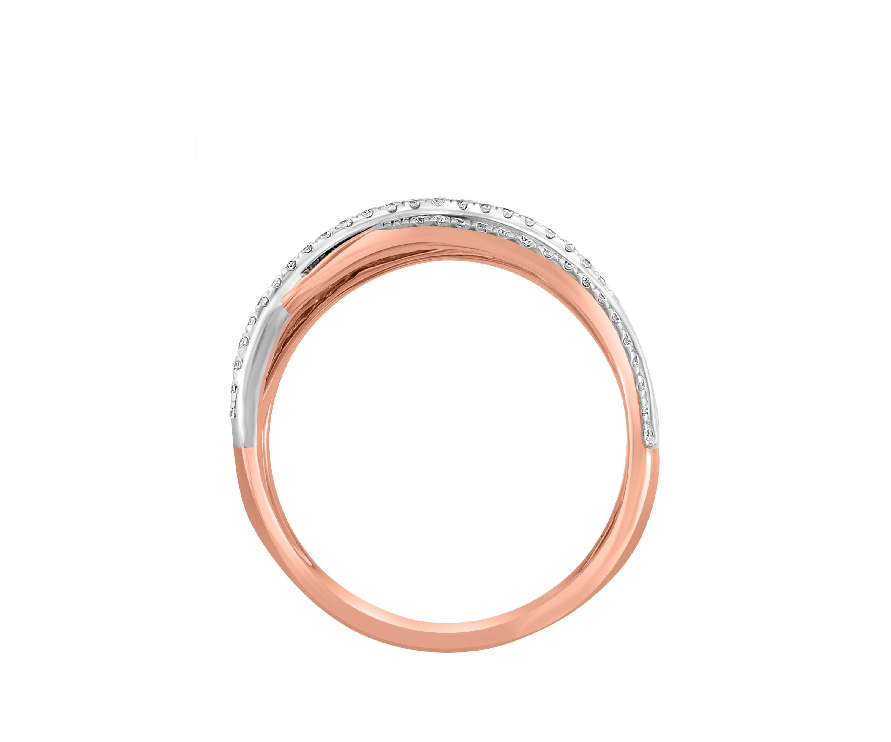 Diamond Ring In 14K White & Rose Gold