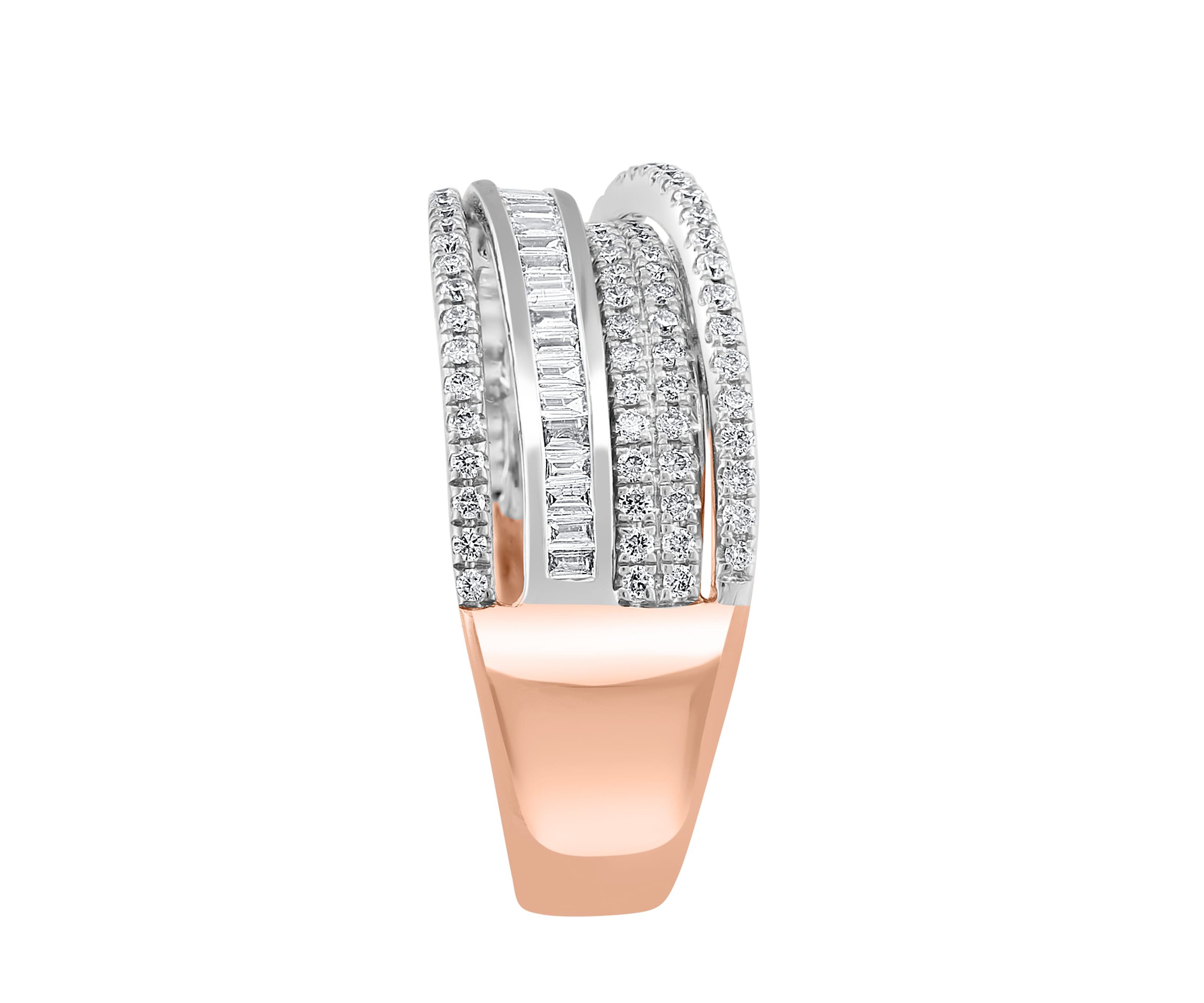 Diamond Ring In 14K White & Rose Gold