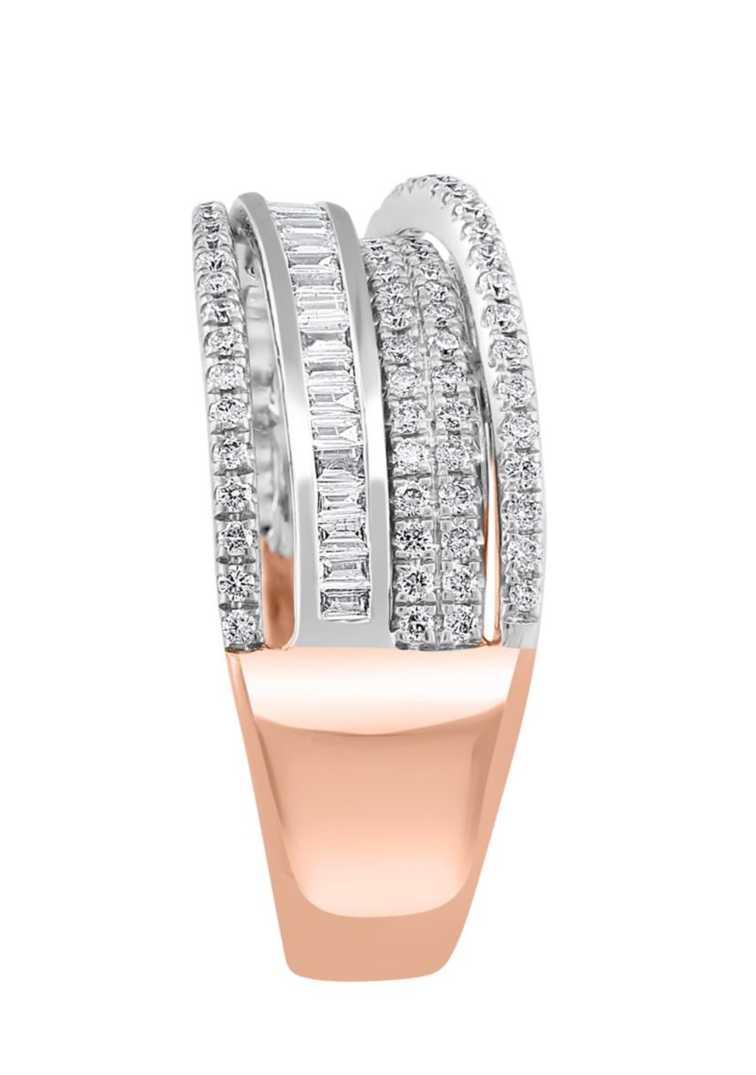 Diamond Ring In 14K White & Rose Gold