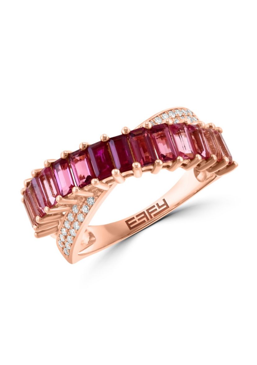 Diamond and Natural Ruby Ring in 14K Rose Gold