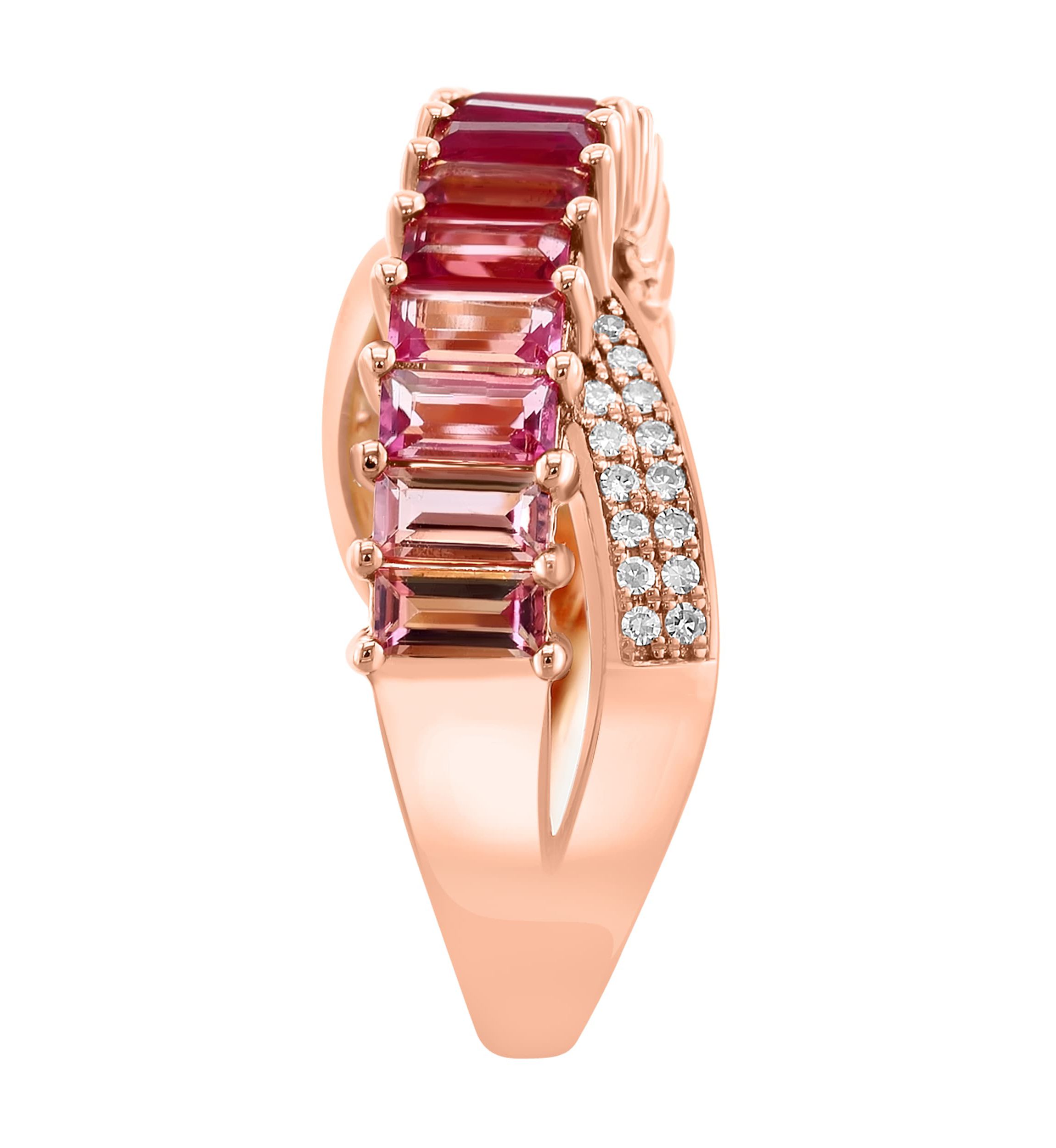 Diamond and Natural Ruby Ring in 14K Rose Gold