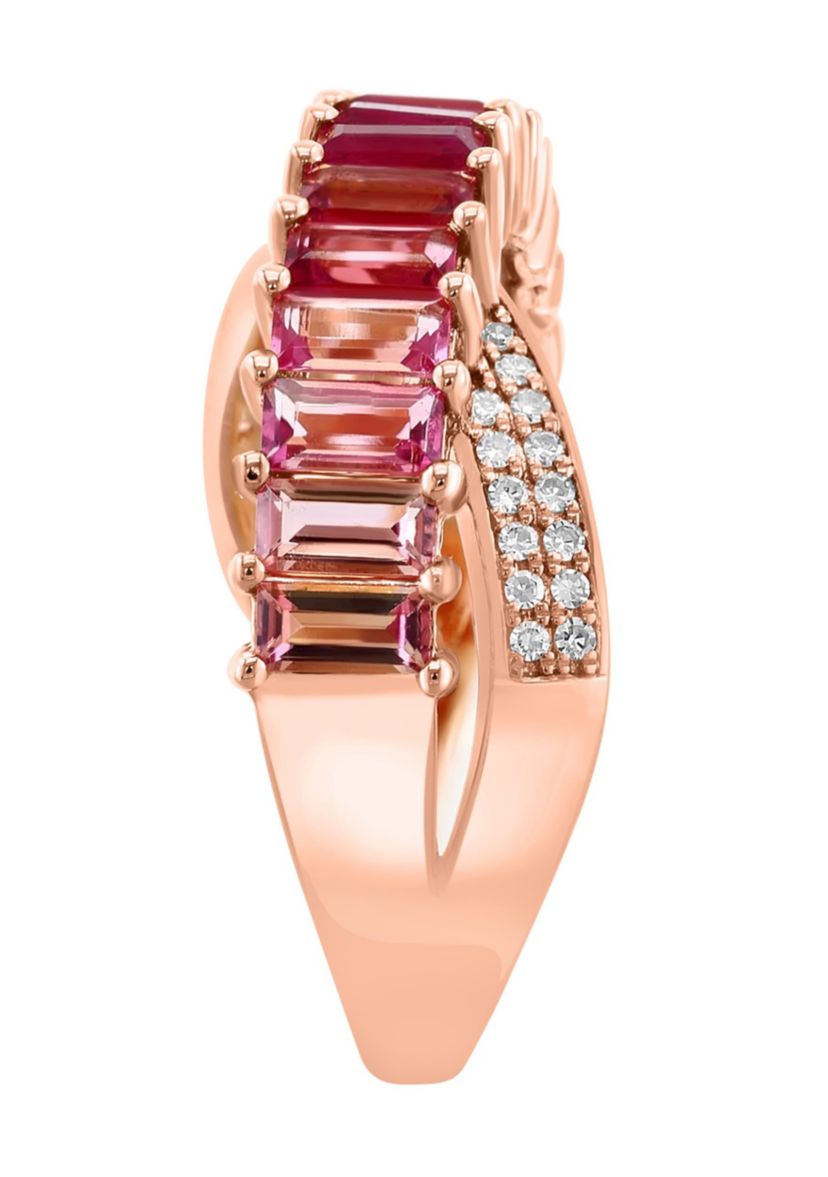 Diamond and Natural Ruby Ring in 14K Rose Gold