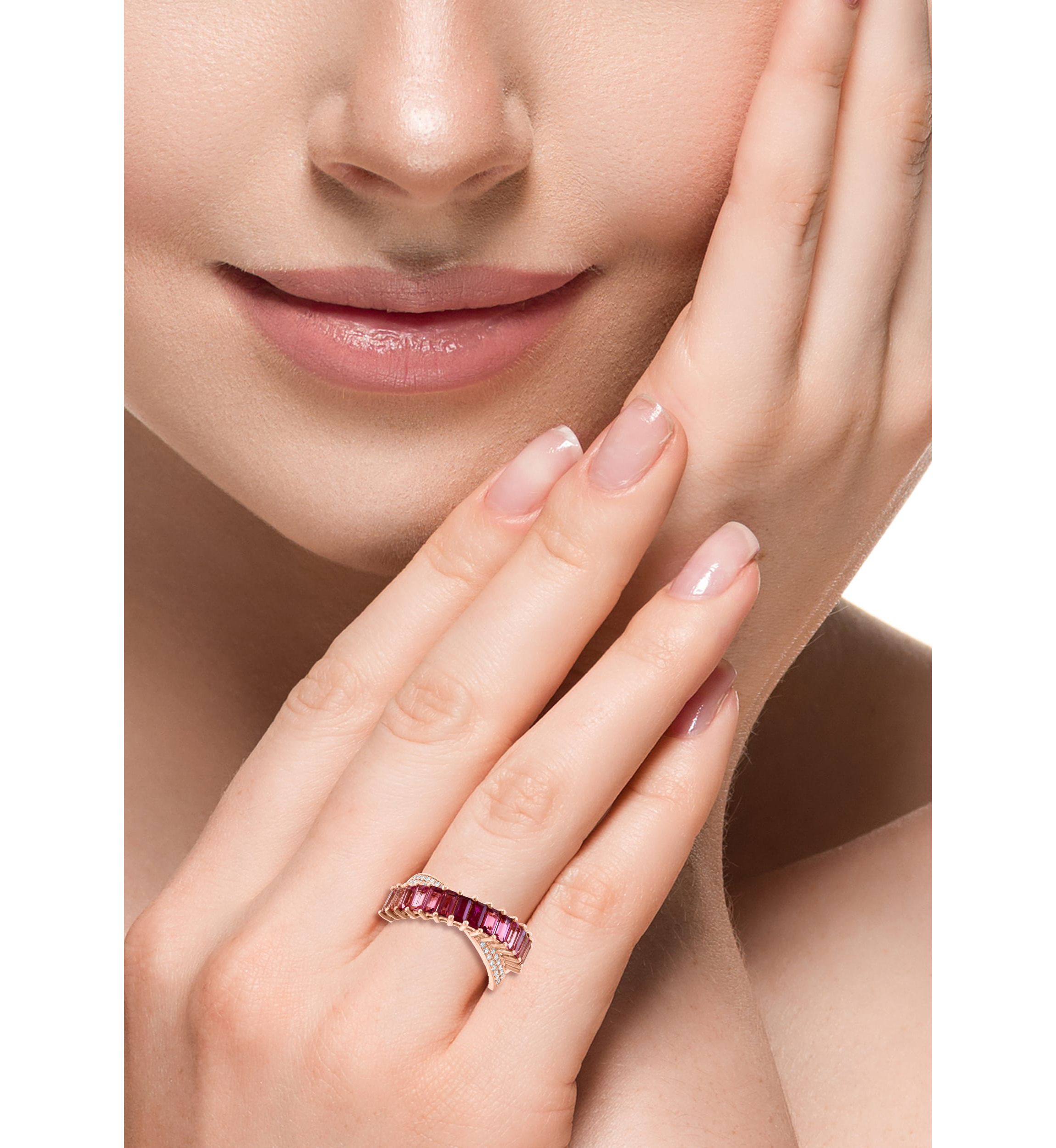 Diamond and Natural Ruby Ring in 14K Rose Gold