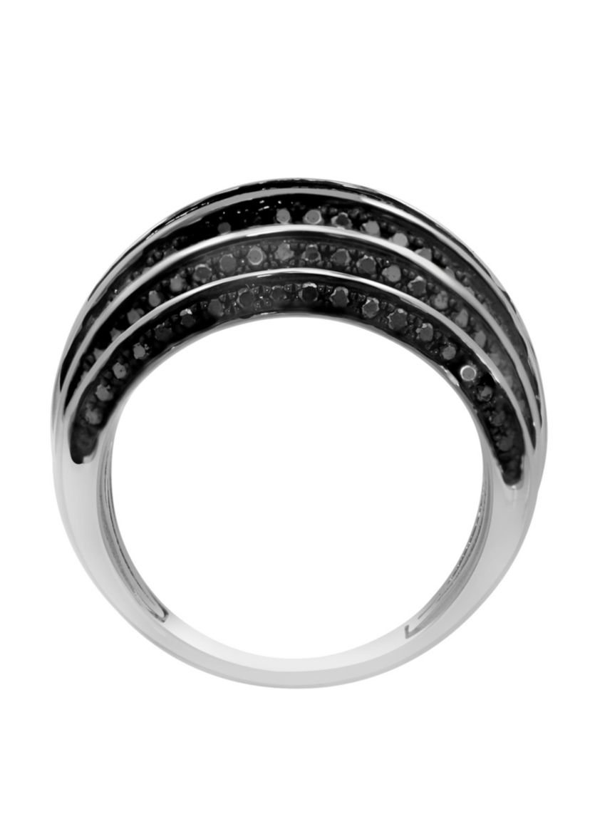 Blacka and White Diamond Ring in 14K White Gold