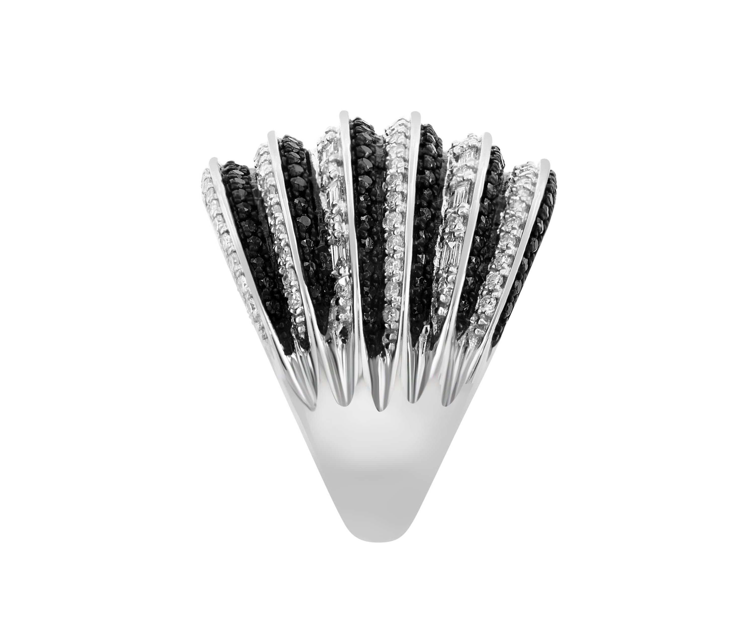 Blacka and White Diamond Ring in 14K White Gold