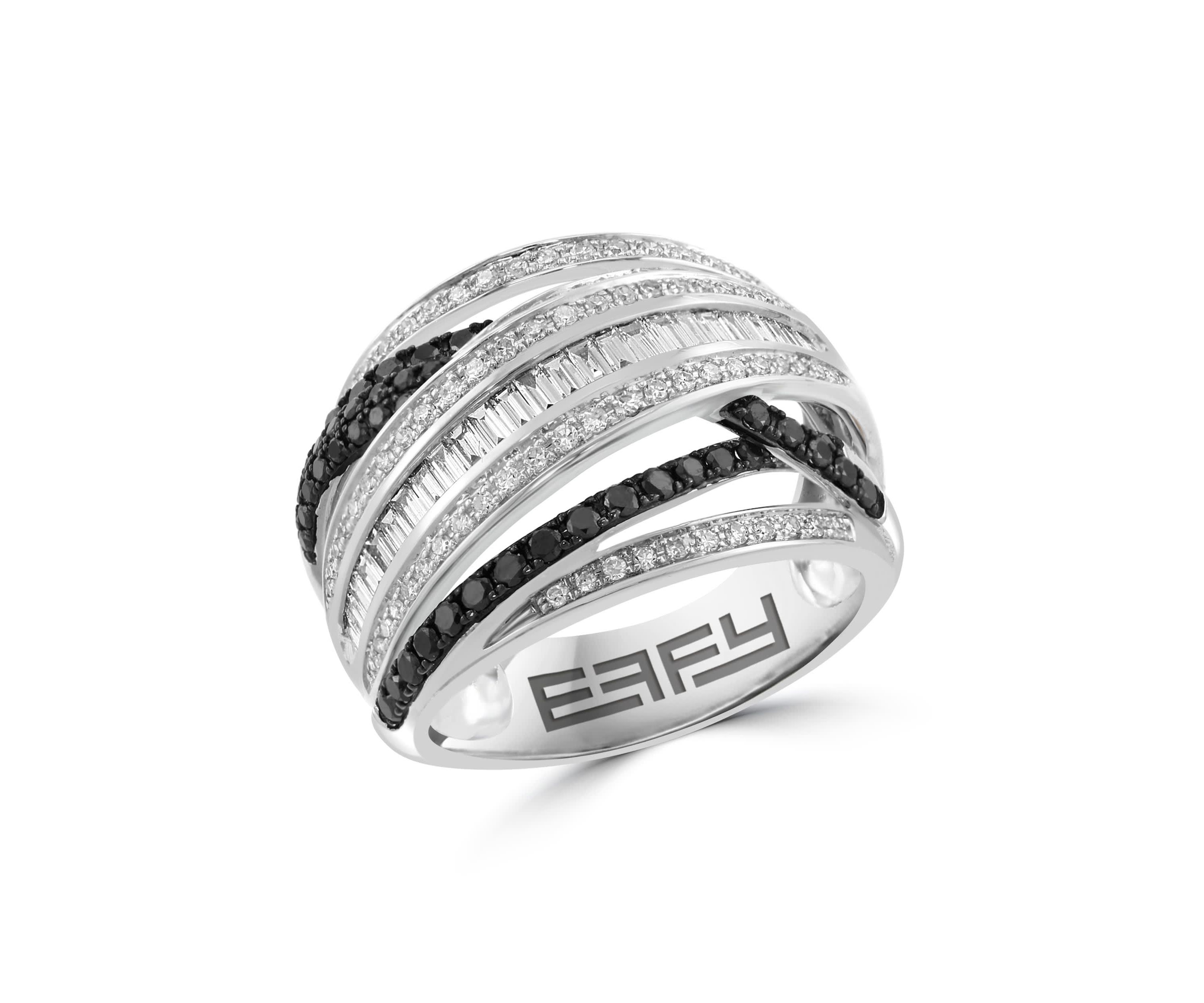 Black and White Diamond Ring in 14K White Gold