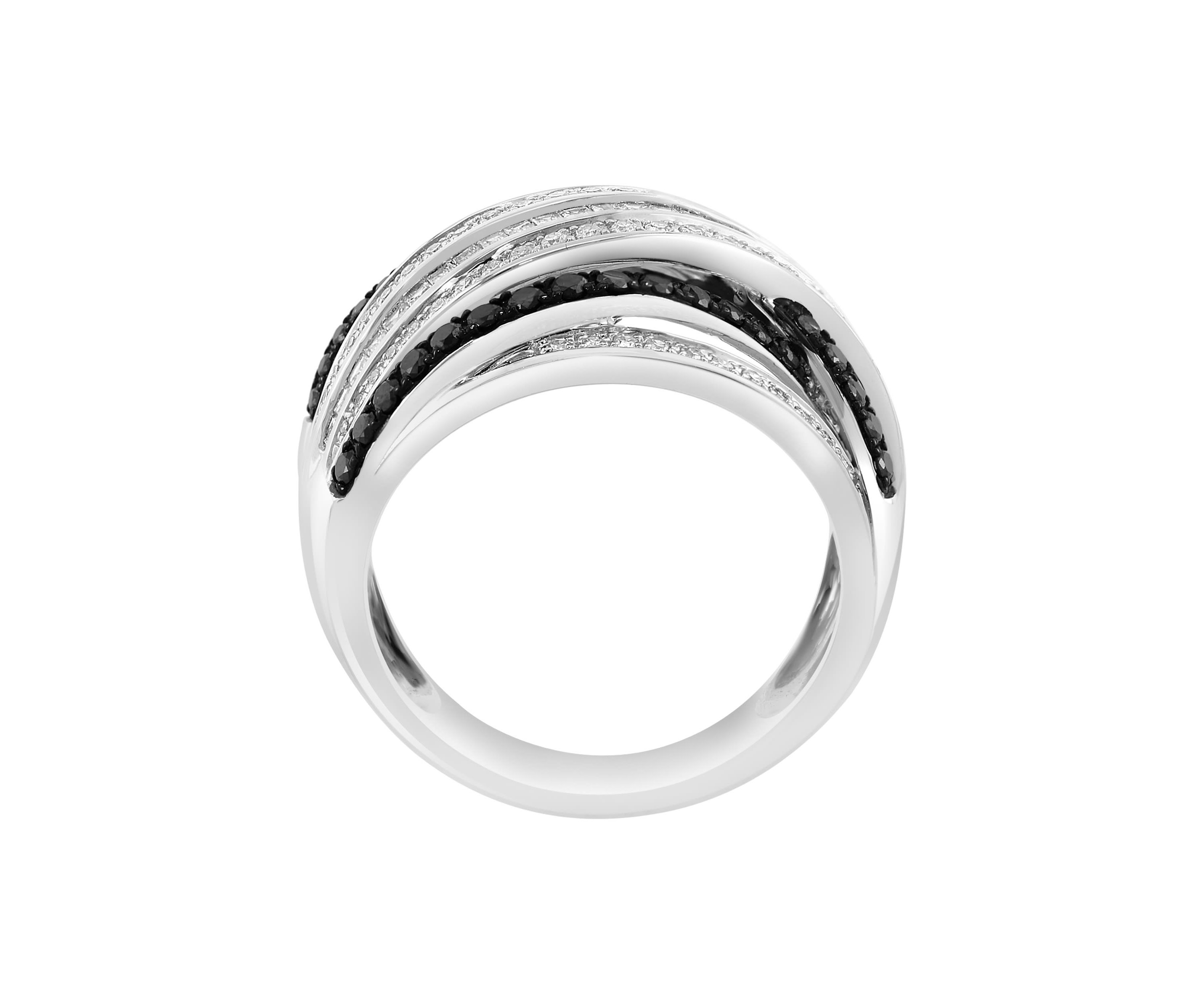Black and White Diamond Ring in 14K White Gold