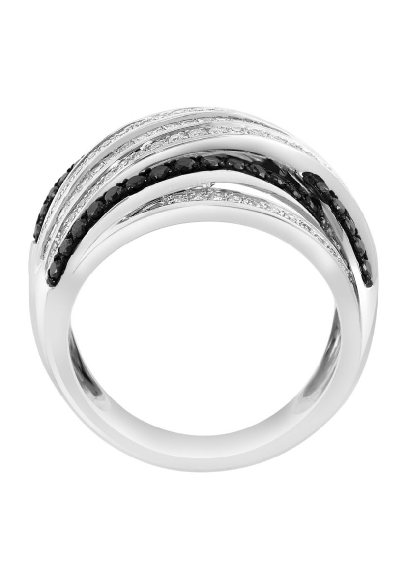 Black and White Diamond Ring in 14K White Gold