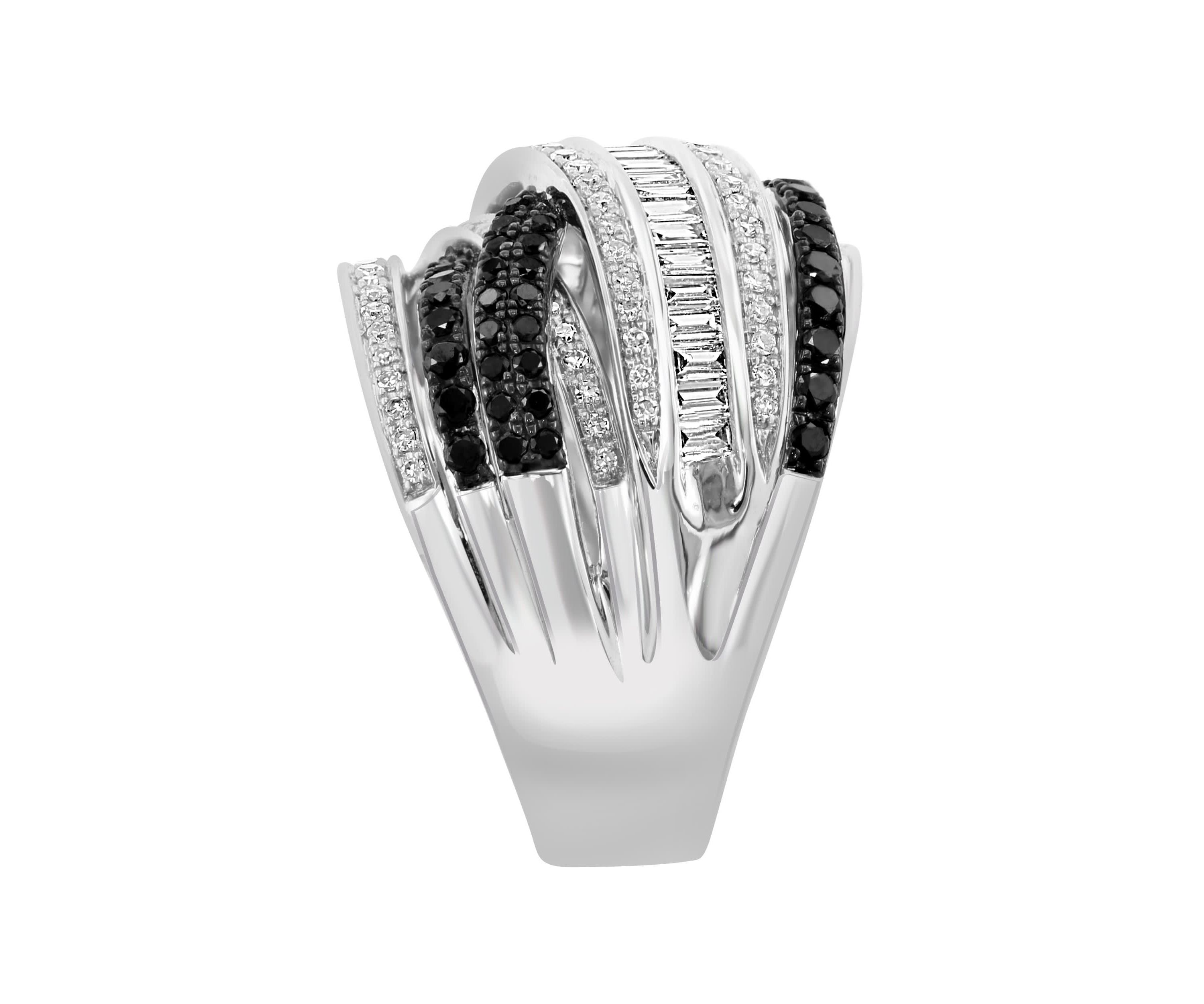 Black and White Diamond Ring in 14K White Gold