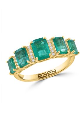 Effy Natural Emerald and Diamond Ring in 14K Yellow Gold, 9