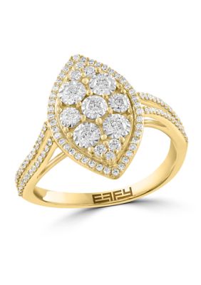 Effy Diamond Ring in 14K Yellow and White Gold