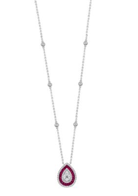 Effy Diamond And Natural Ruby Necklace In 14K White Gold, 20 in -  0191120728780