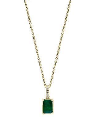Effy Emerald and Diamond Pendant in 14K Yellow Gold