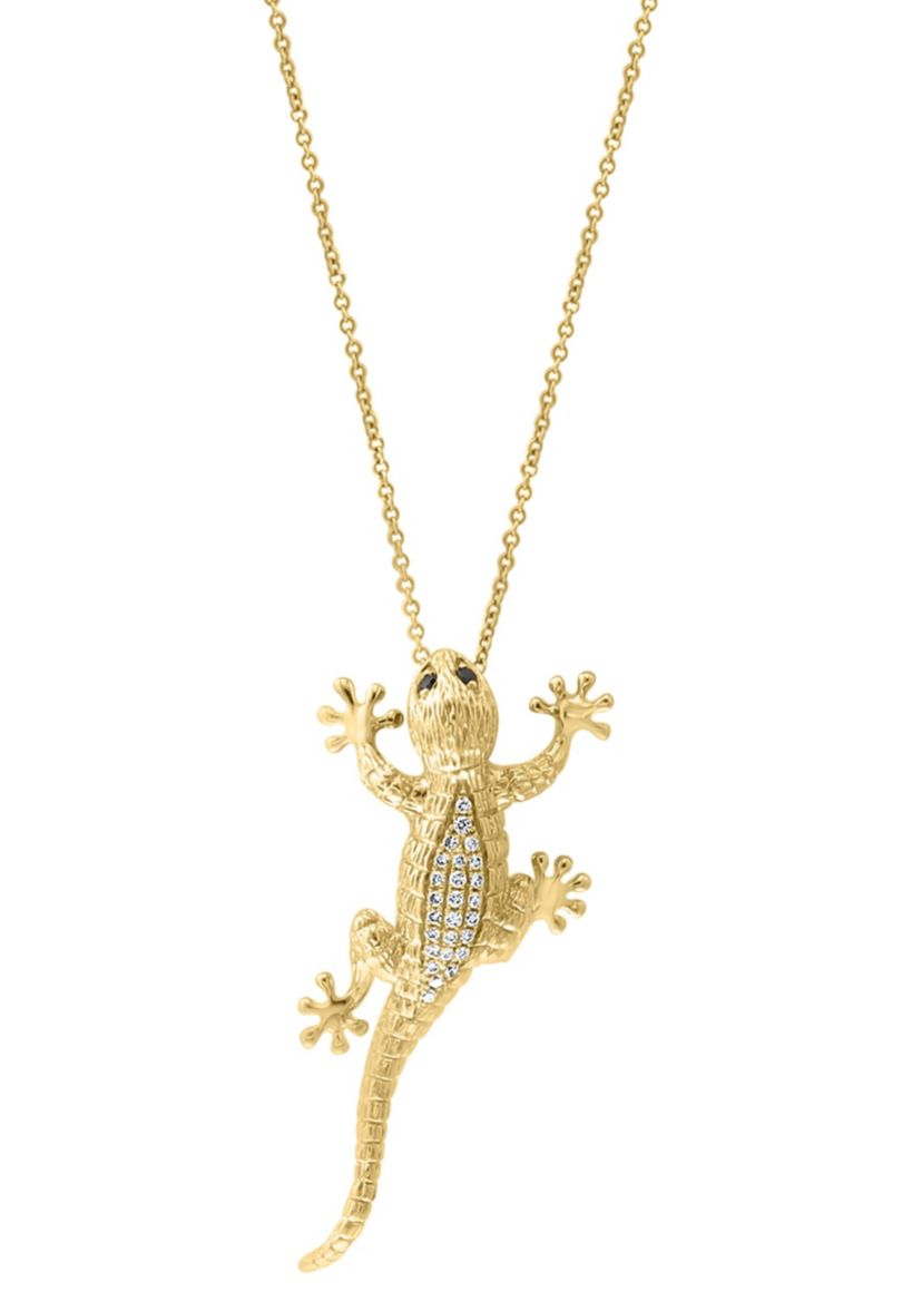 Diamond Lizard Pendant In Sterling Silver